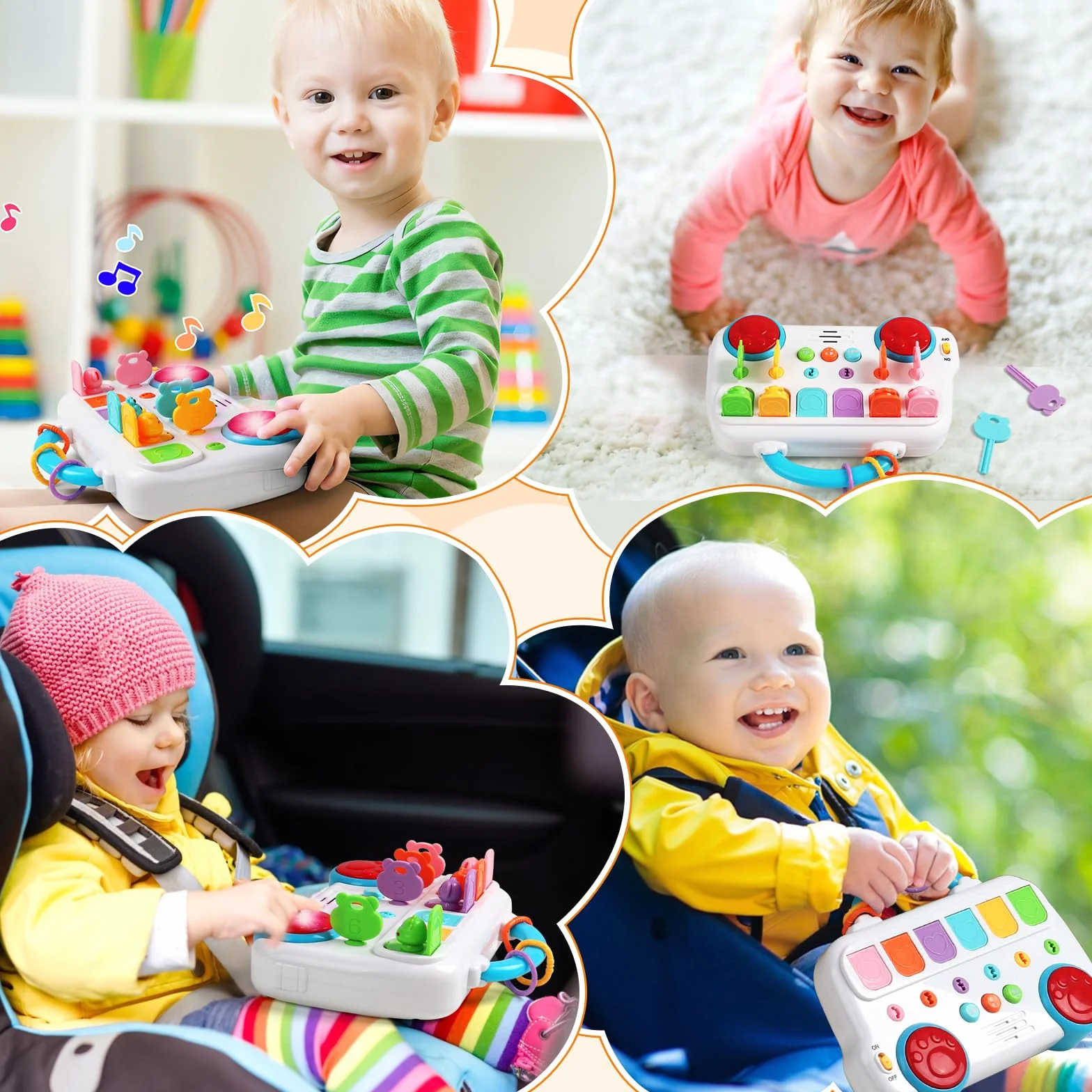 Jouet Montessori 6 Animaux Musique et Lumières Bebe 1 an Fille Garçon Jeu Educatif 12 18 Mois