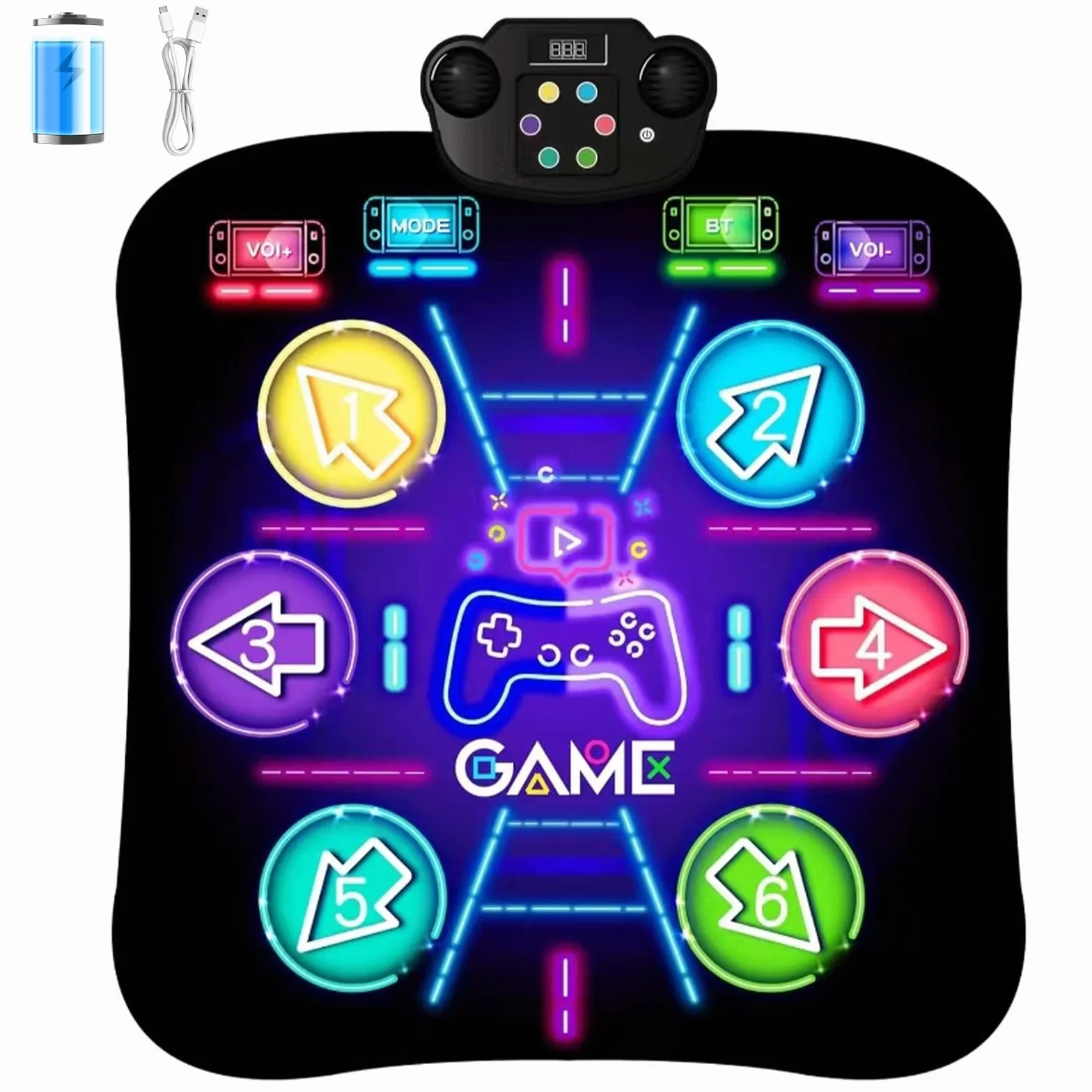 Tapis de Danse pour Enfants 3-8 Ans, Rechargeable Bluetooth avec Batterie Grande Capacité, Musique Lumière