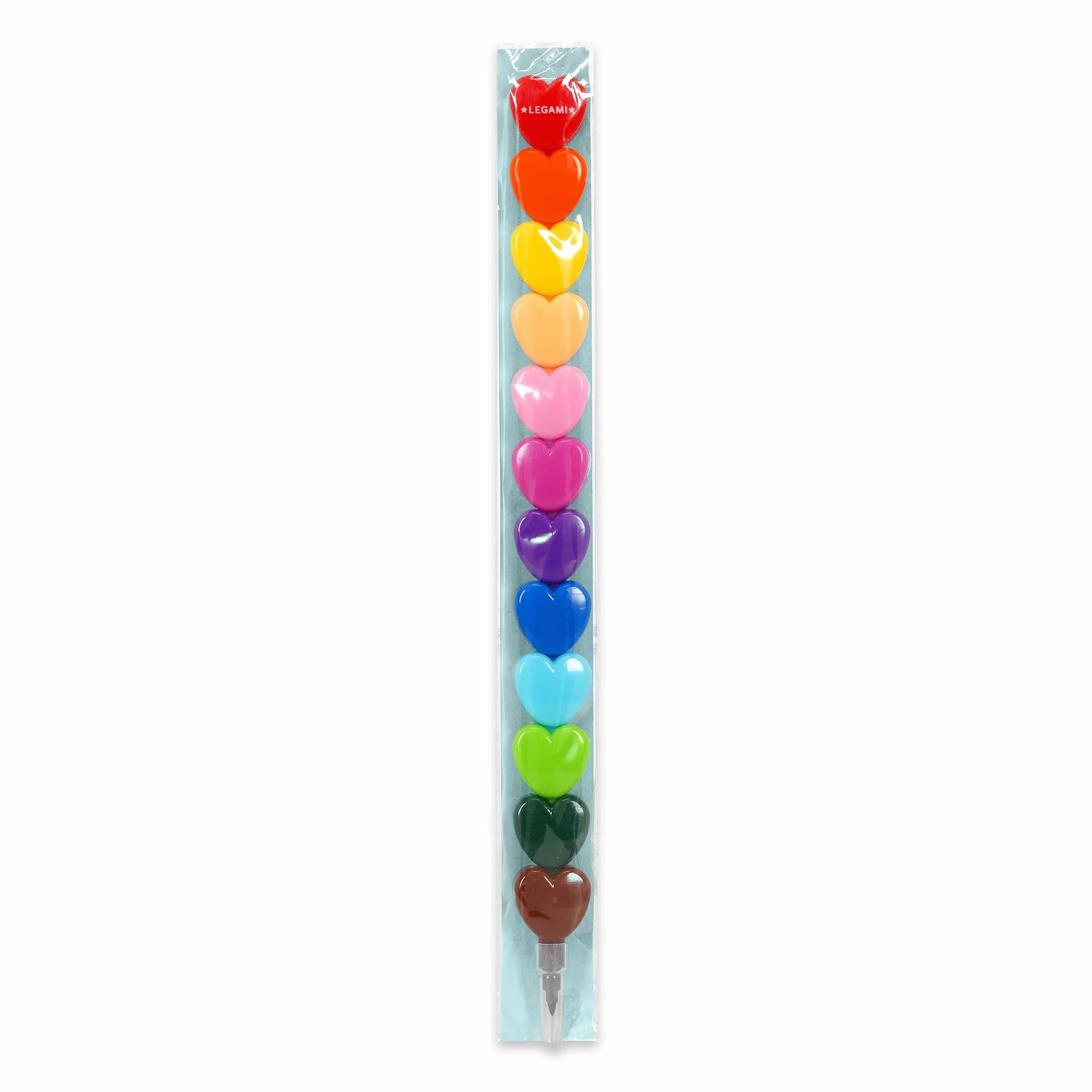 Legami 12 crayons empilables pastel en forme de coeur pour enfants