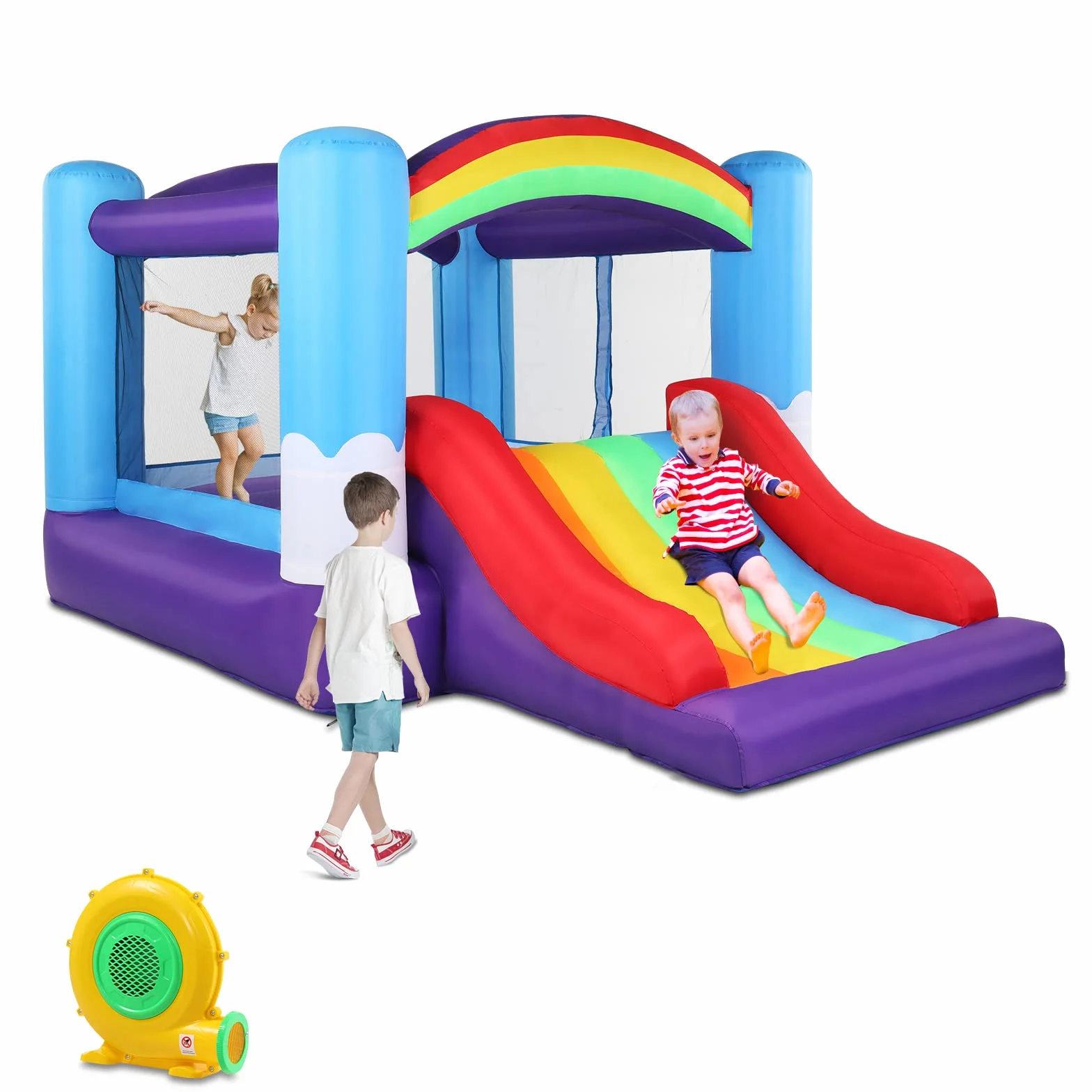 LEADZM Château Gonflable avec Toboggan et Souffleur 360x240x210cm pour Enfants 3-10 Ans