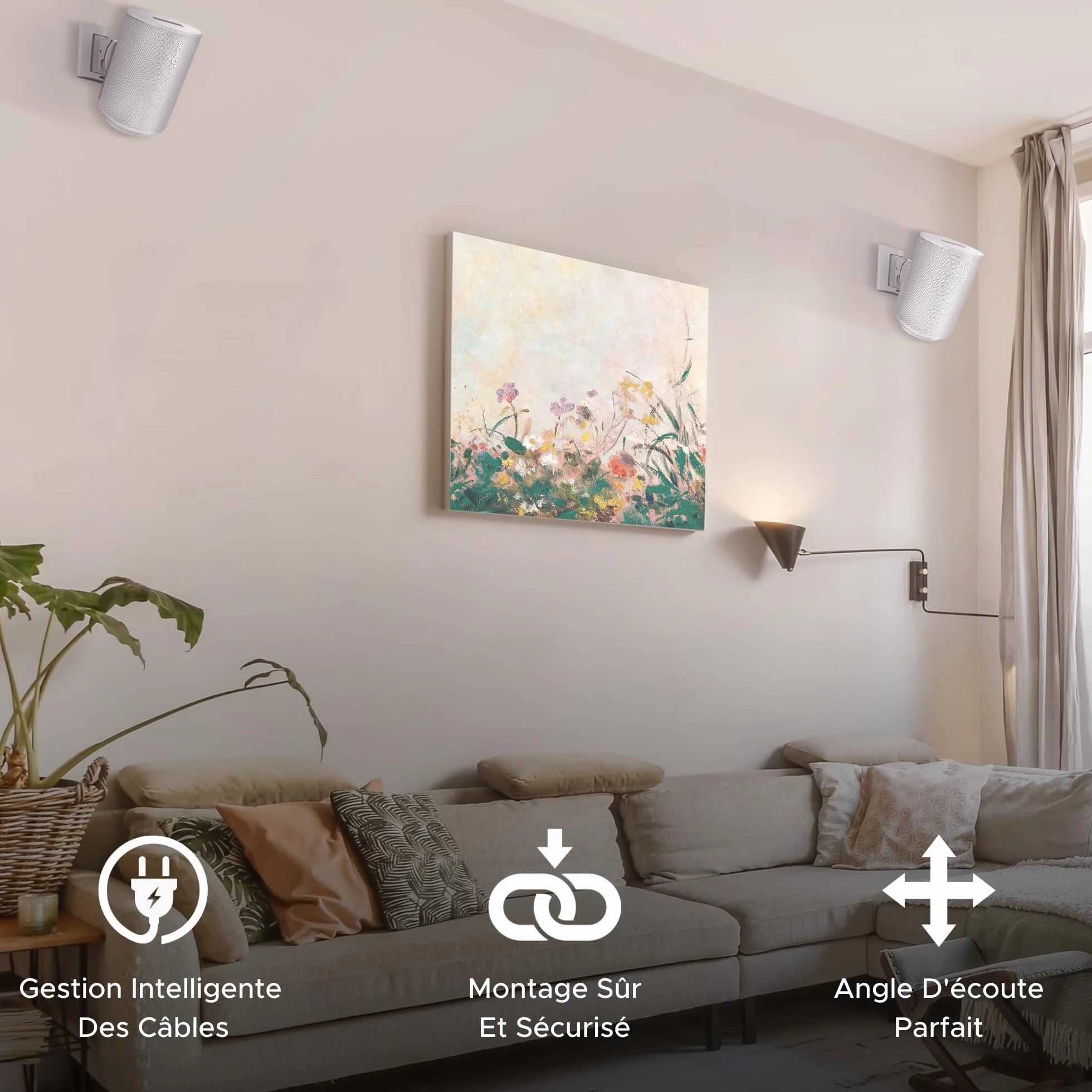 Support Mural Era 100 Inclinable Orientable Blanc Double Compatible Sonos ERA100 Era 100 SL