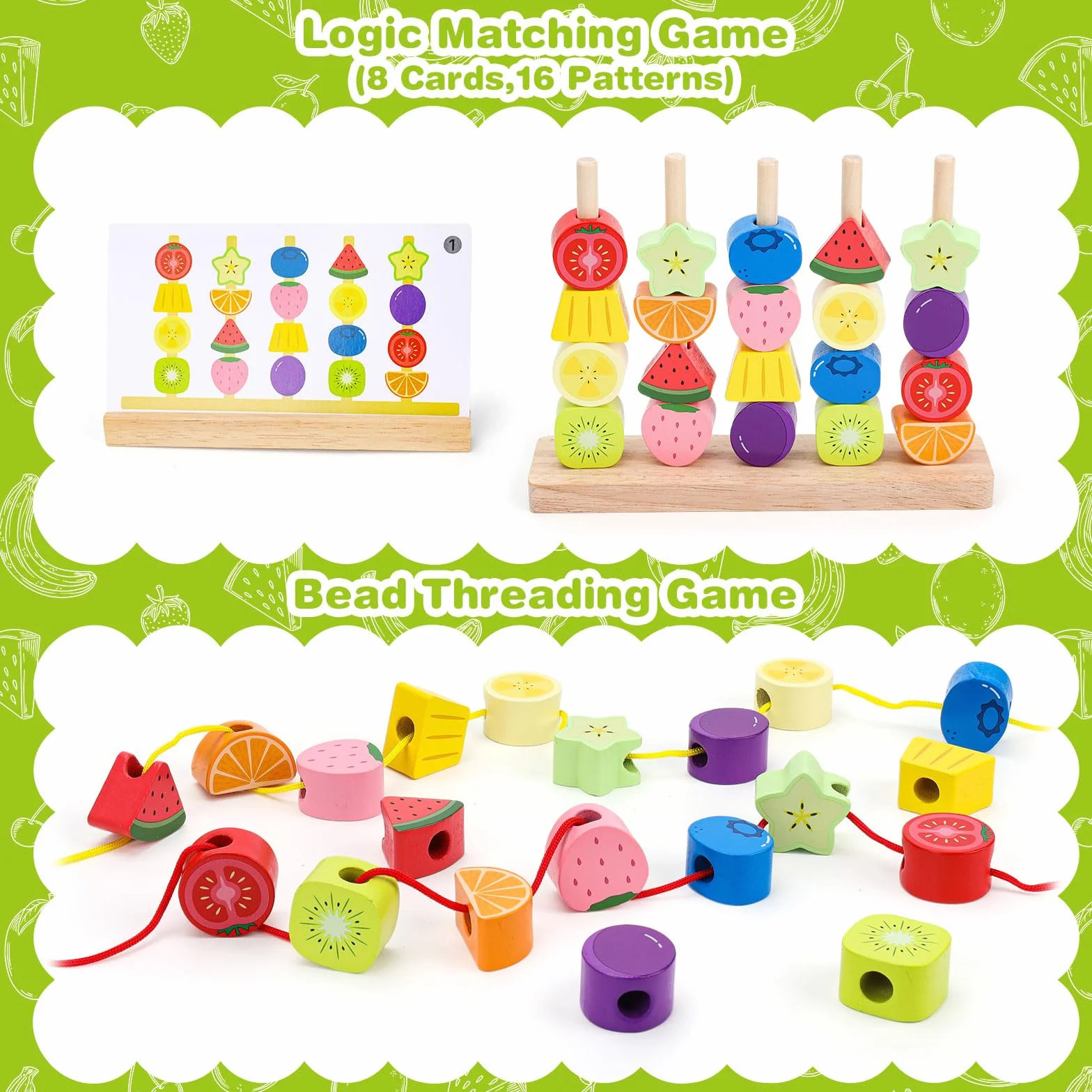 Jouet Montessori en Bois pour Enfants 2-5 Ans : Perles à Enfiler, Jeu de Tri et Empilage - Cadeau Éducatif Motricité Fine