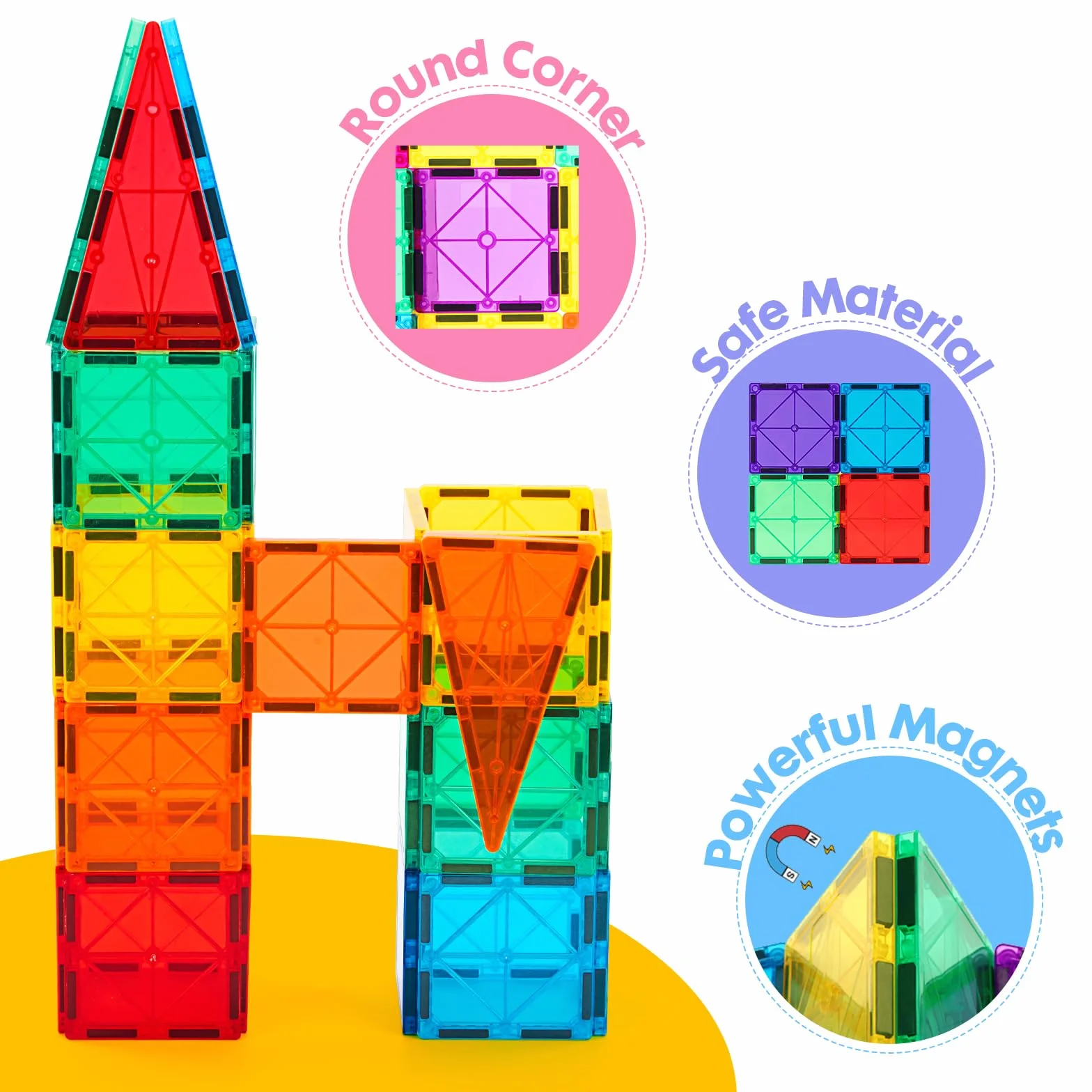 Gemmicc Tuiles Magnétiques 100 Pièces avec 2 Voitures, Jeu Éducatif STEM