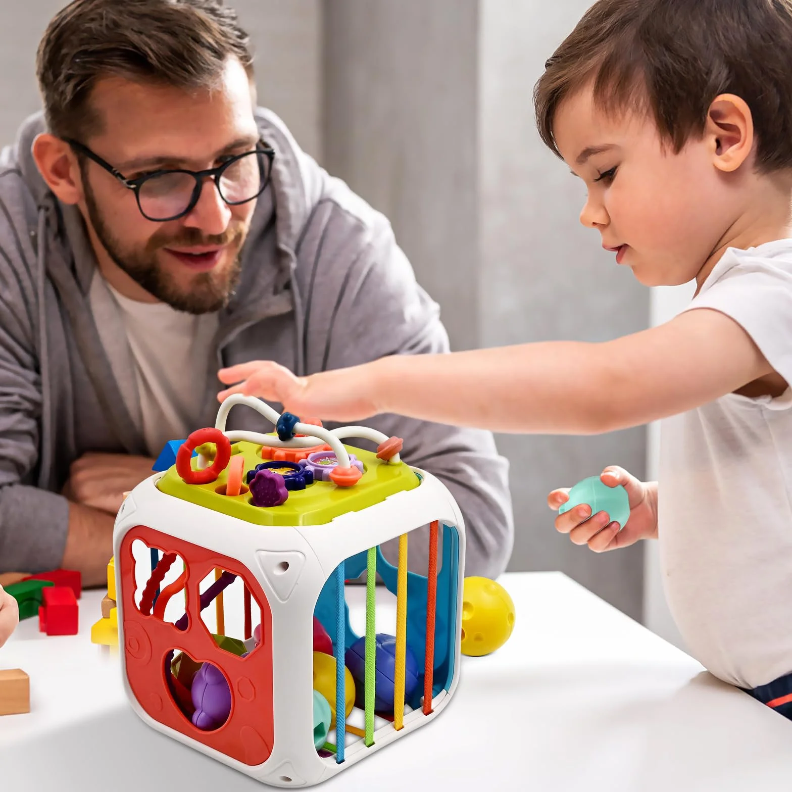 Jouet Bebe 7 en 1 Montessori Sensoriel Cube d'Activité pour 18 Mois Fille Garcon Cadeau Educatif