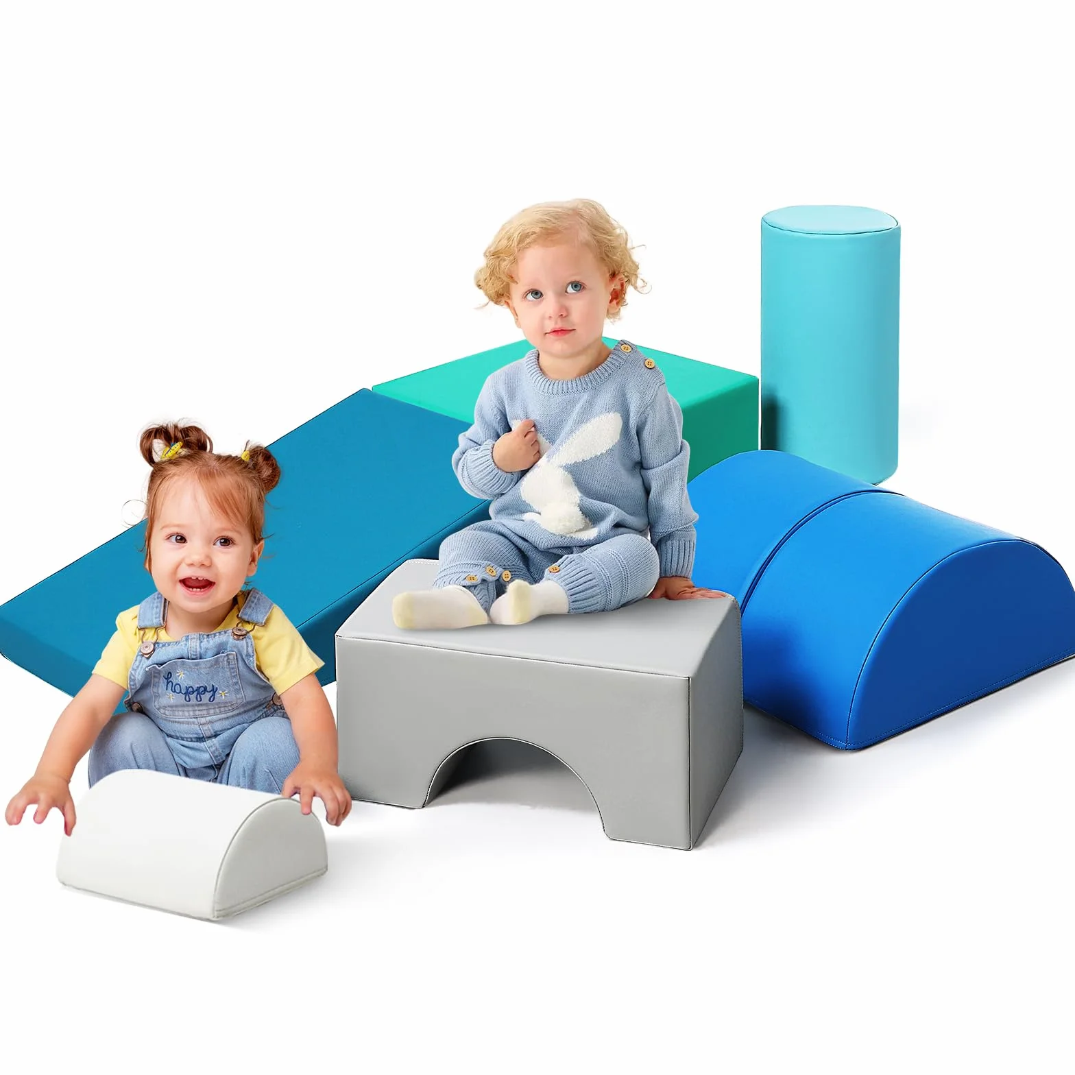 Parcours Motricité Bébé 6 Pièces: Module Motricité Enfant Cuir PU Blocs Mousse Éducatifs Jouets Escalade Structure Antidérapante