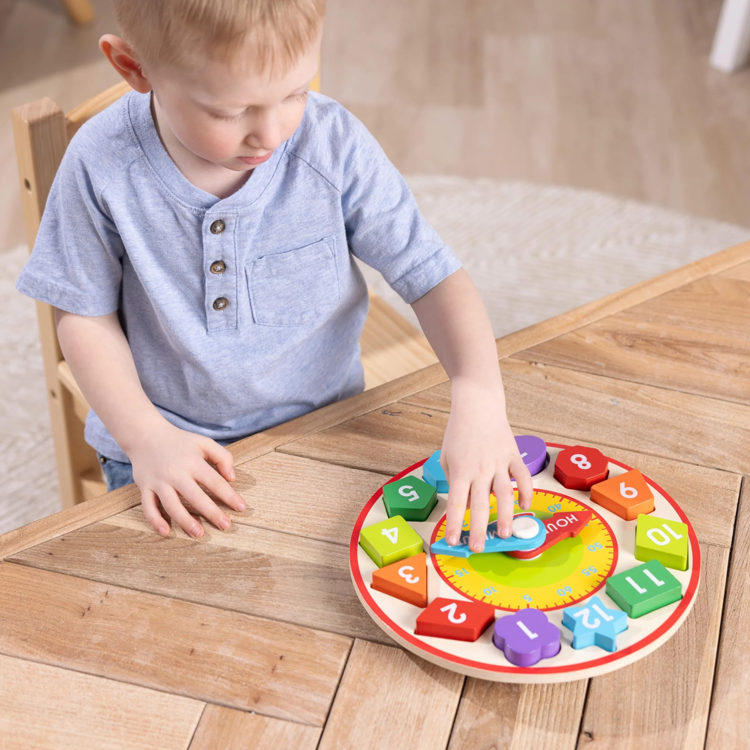 Melissa & Doug Horloge De Tri De Formes, Jouet en bois pour enfants d'eveil et d'apprentissage, Cadeau pour garçon ou fille