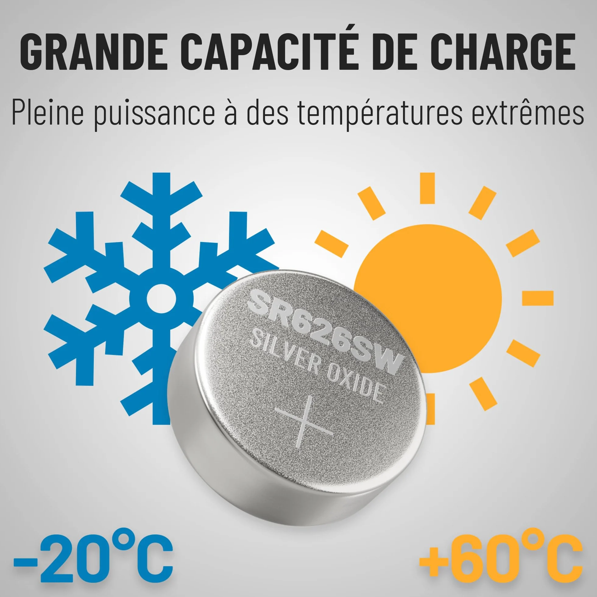 Pile SR626SW 1,55V oxyde d'argent 377 SR66 AG4 - ABSINA 10x Bouton étanche Longue durée