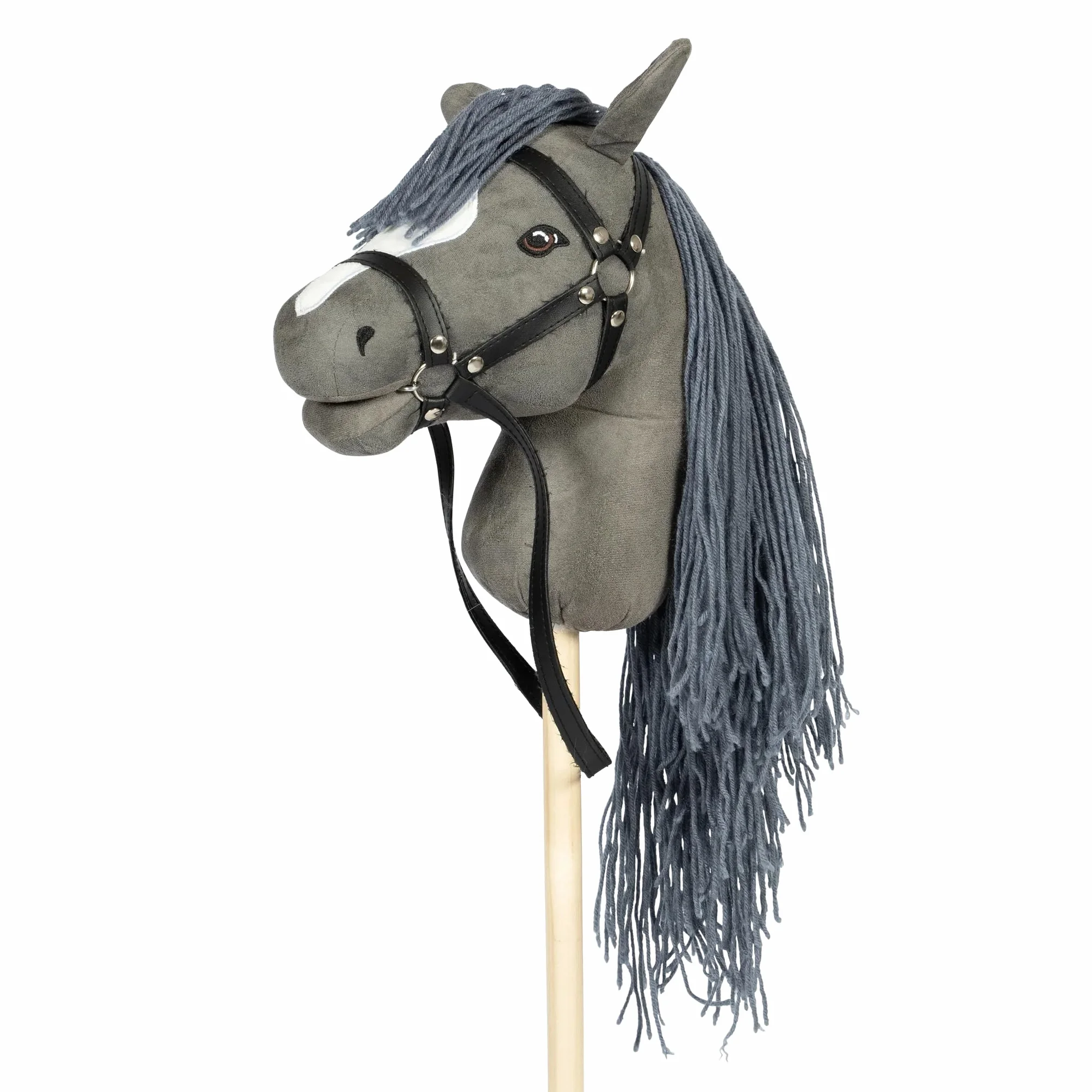 Cheval Bâton gris avec sac en velours 3 ans et plus