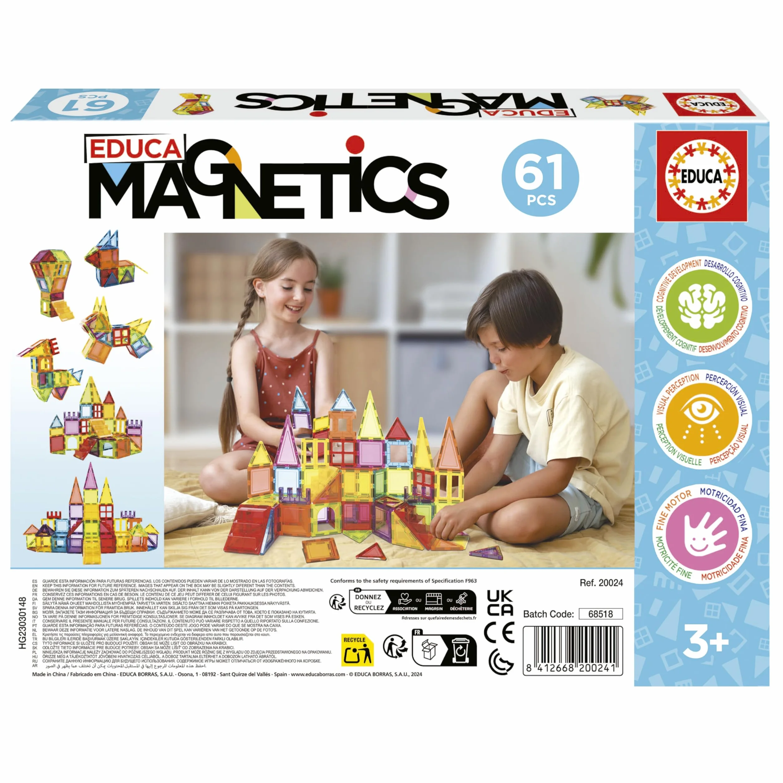 Educa Magnetics Jeu éducatif de Construction 3D magnétique 61 pièces Enfants