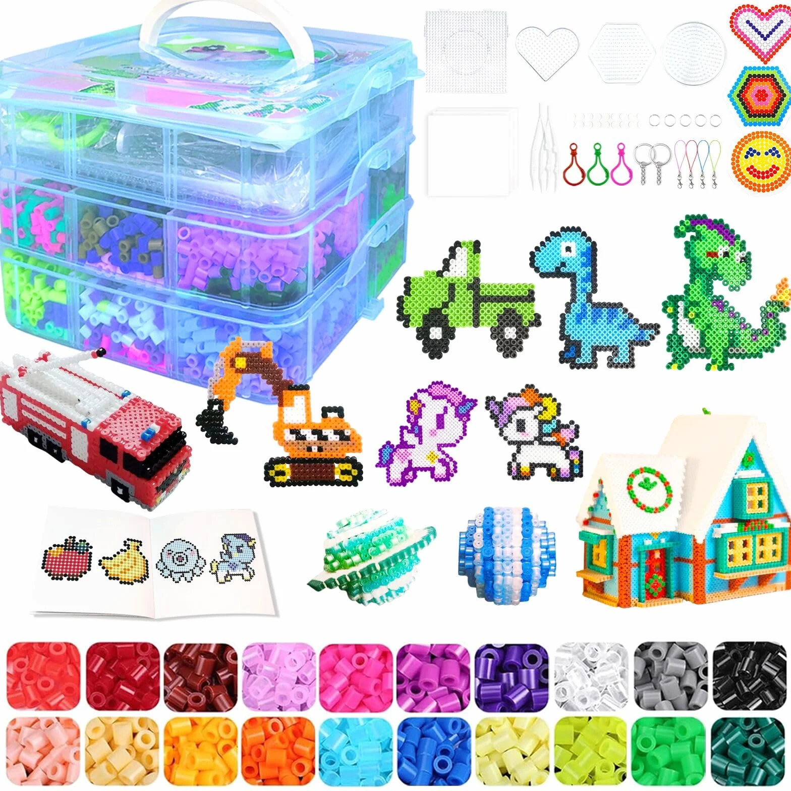 Set de Perles à Repasser 11000 Pièces avec Boîte de Rangement et Plaques, DIY Loisirs Créatifs (5mm)