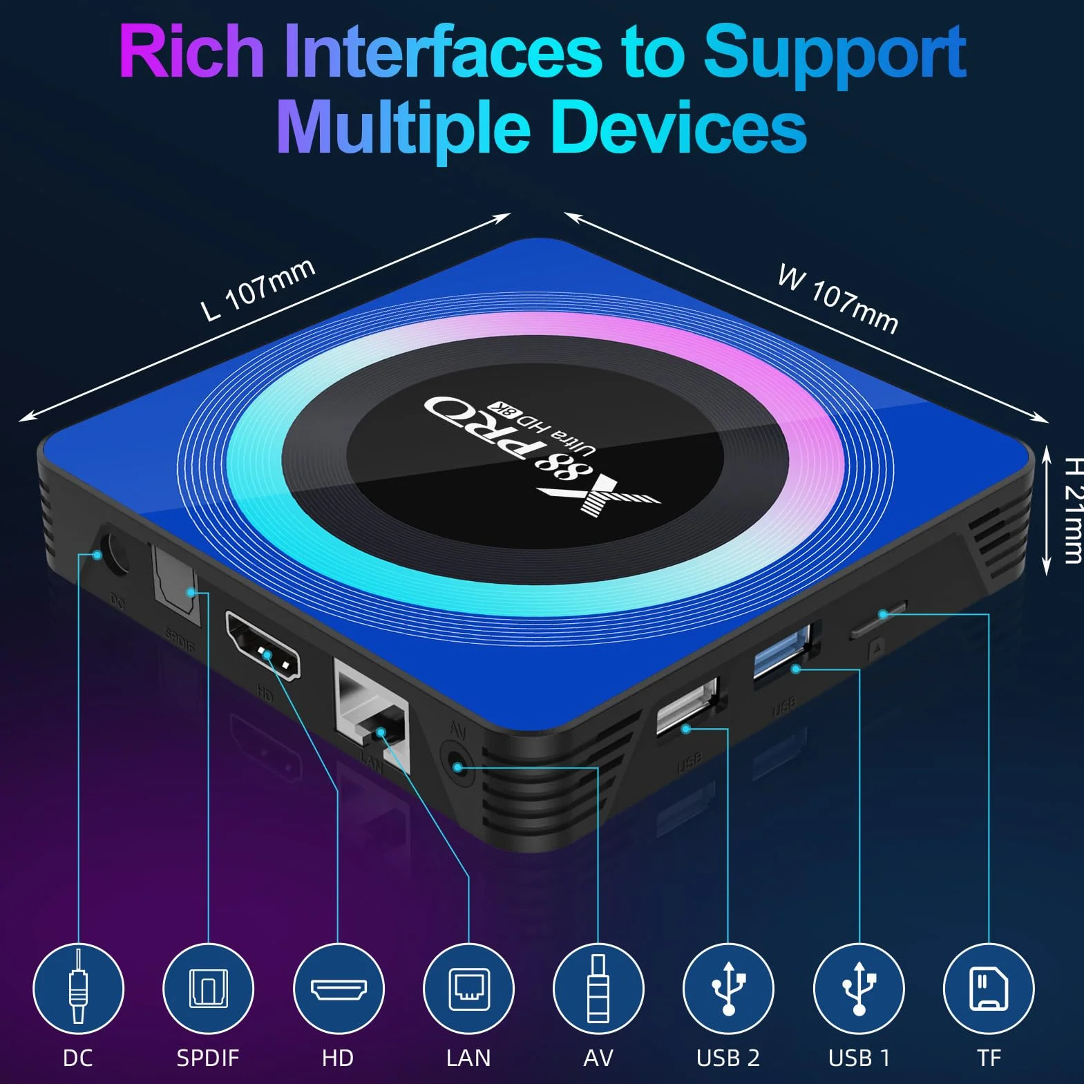 Android 13.0 TV Box 4GB RAM 64GB ROM RK3528 Quad-Core Cortex-A53 WiFi6 BT5.0 8K HD Ethernet