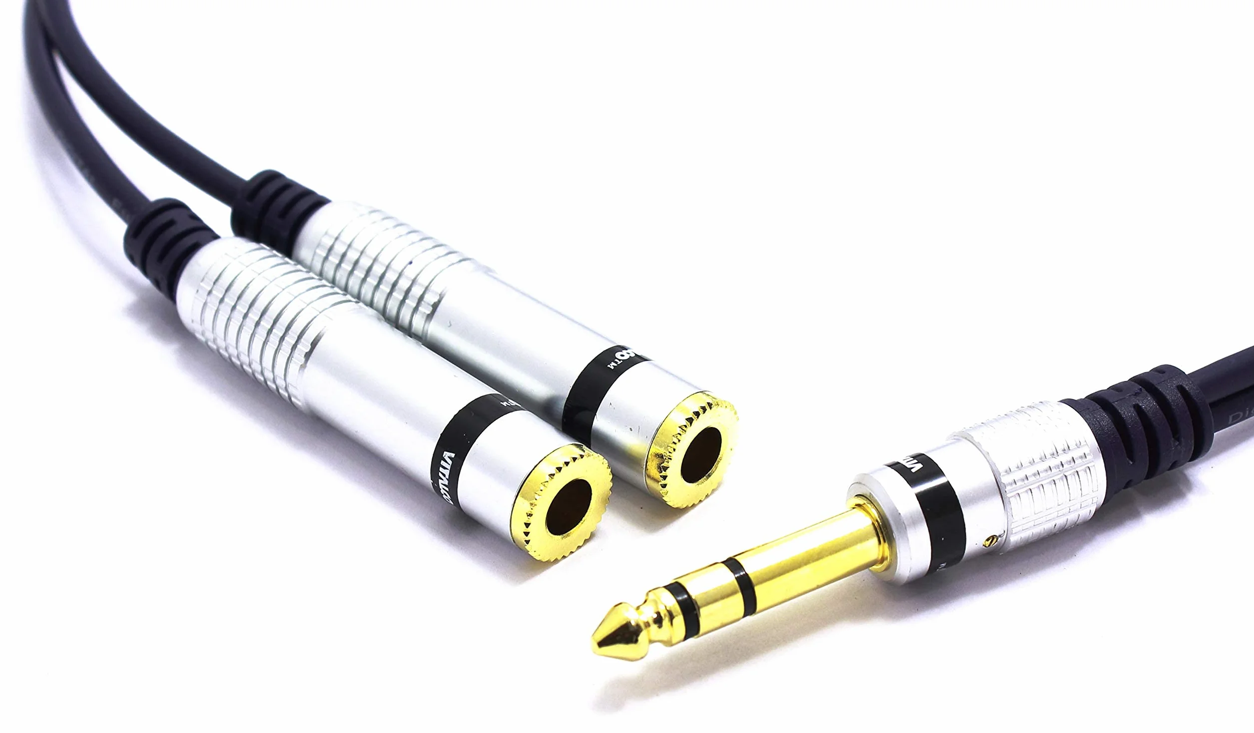 Adaptateur Jack 6,35mm Stéréo mâle vers 2X Jack TRS Femelle Câble Y Splitter 15cm