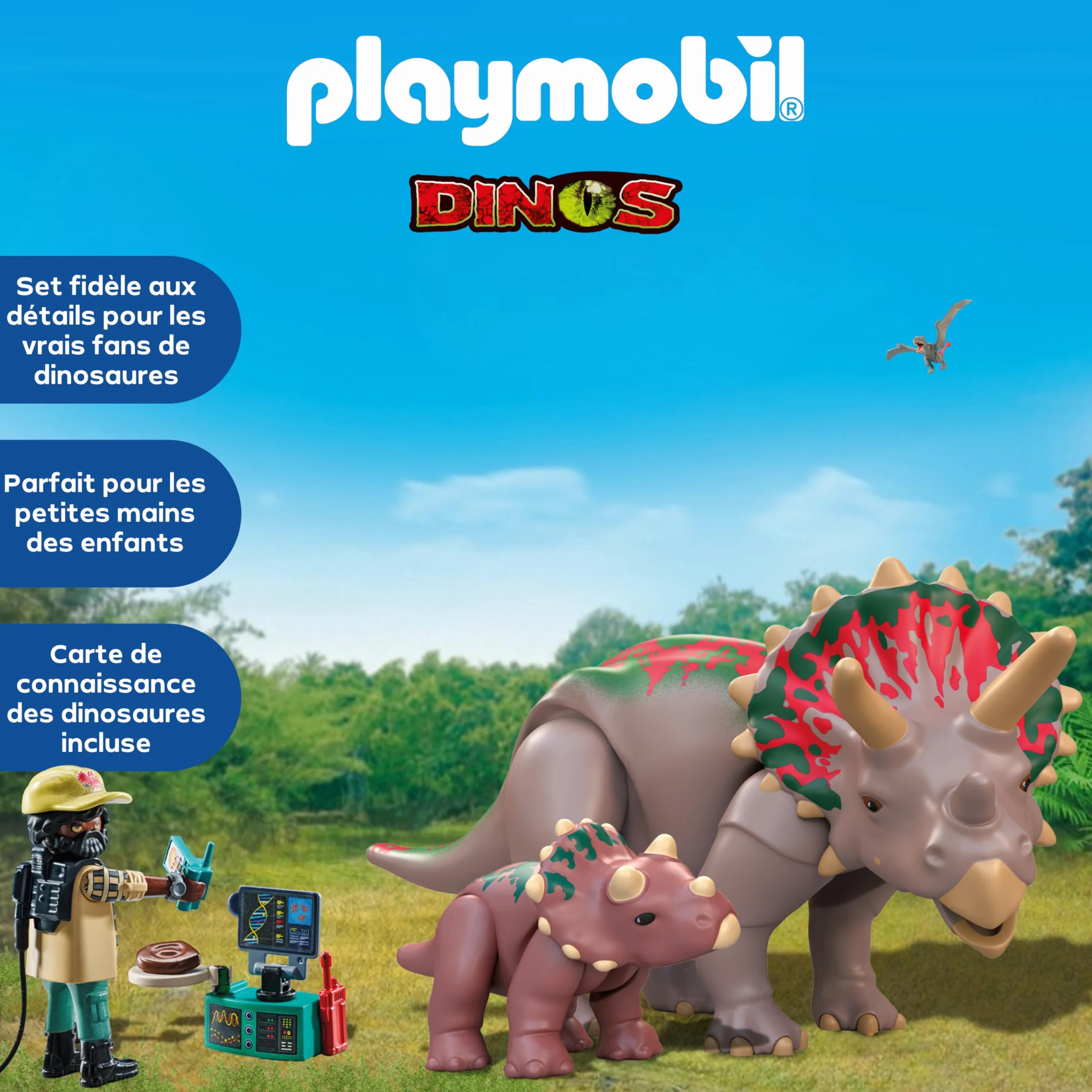 Playmobil Dinos Triceratops avec Bébé Jeu de Dinosaures Figurines Jouet 71821