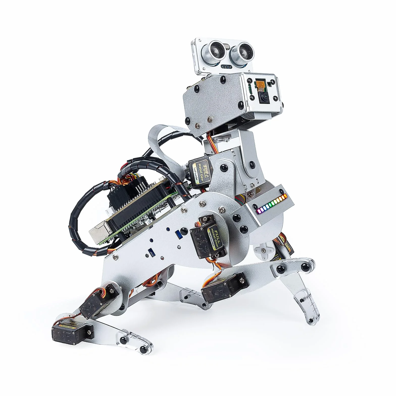 SUNFOUNDER PiDog Kit Robot Chien IA pour Raspberry Pi 5/4/3B+/Zero 2W, OpenClaw LLMs ChatGPT/Gemini/Grok, Reconnaissance vocale et vidéo, Python, App, Batterie, Gyroscope, Caméra (RPI Non Inclus)