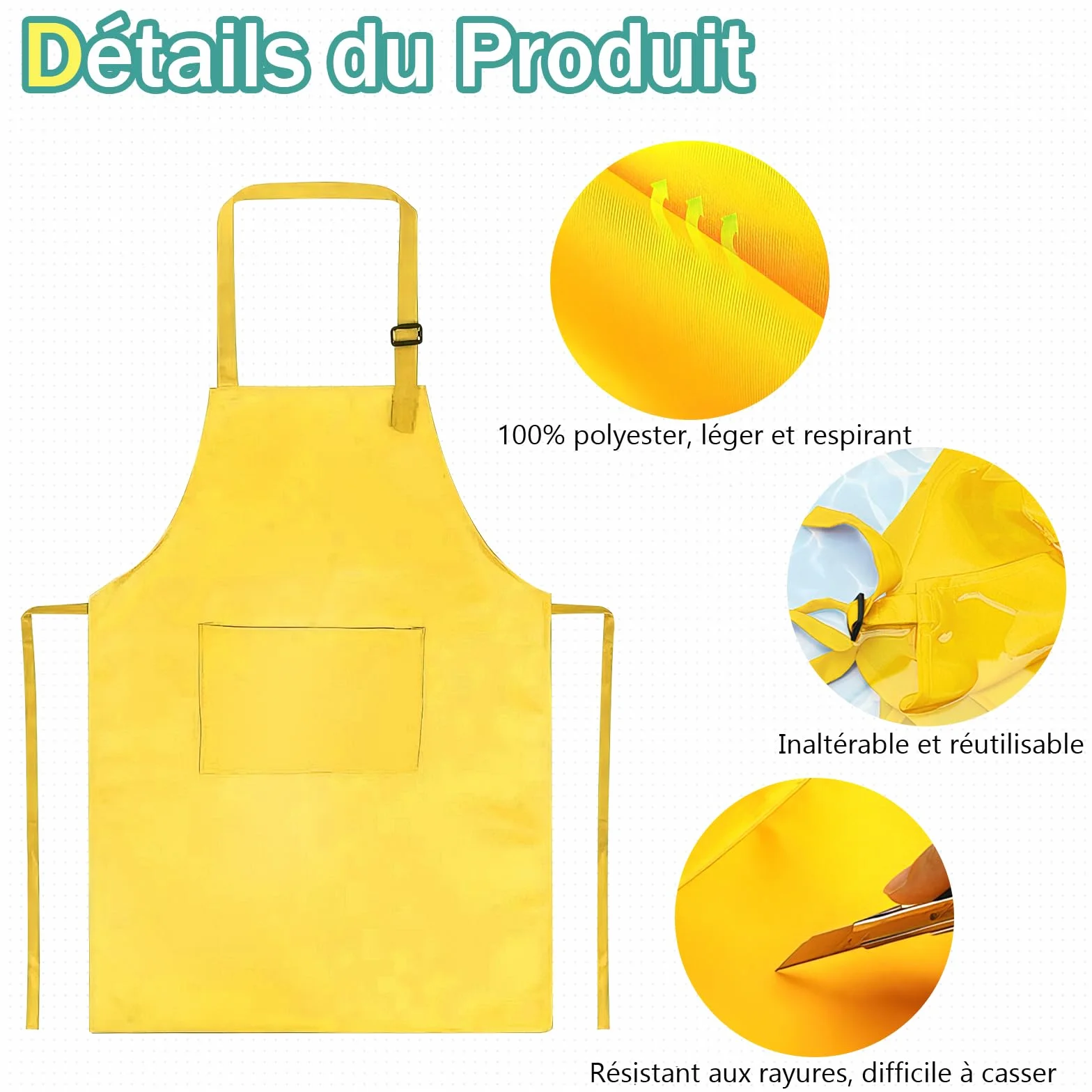 Lot de 16 Tabliers Enfant Réglables avec 2 Poches - Tablier de Peinture et Cuisine pour Filles et Garçons - 7-13 Ans