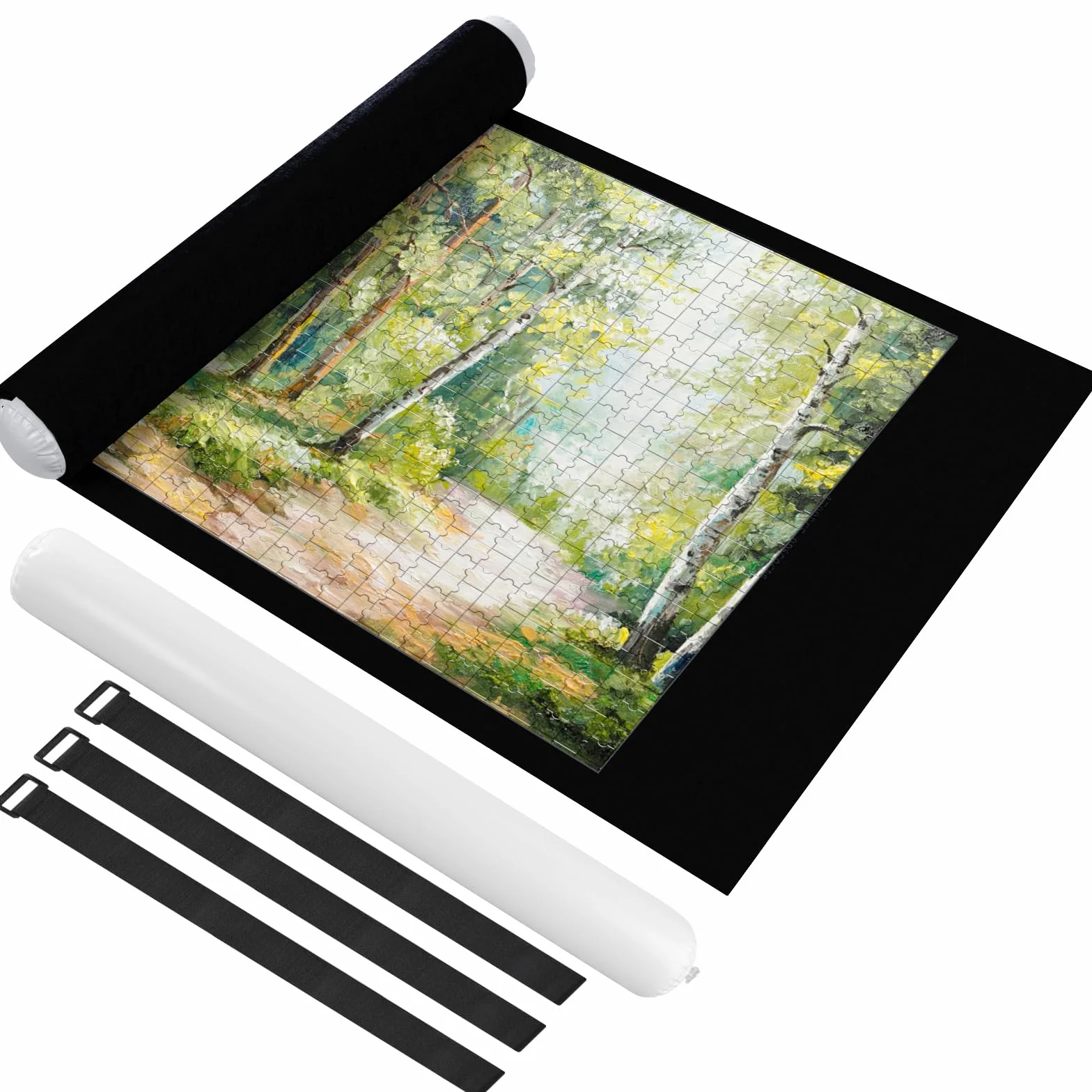 Ainiv Tapis Puzzle Rouleau Feutre 1500 pièces Antiglisse Portable Rangement Noir