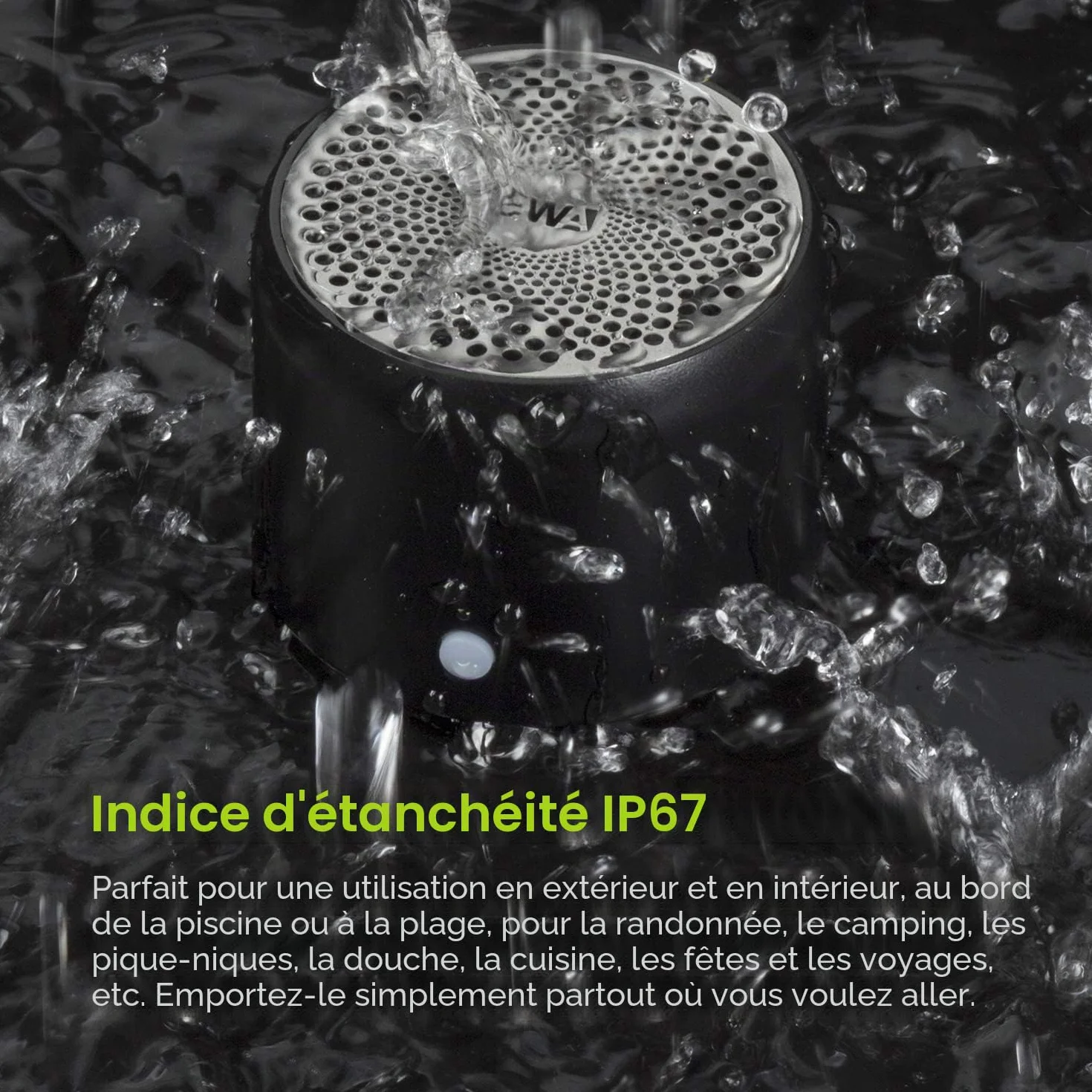 Ewa A106 Pro Mini Enceinte Bluetooth Portable Actif IP67 12hrs Autonomie Noir
