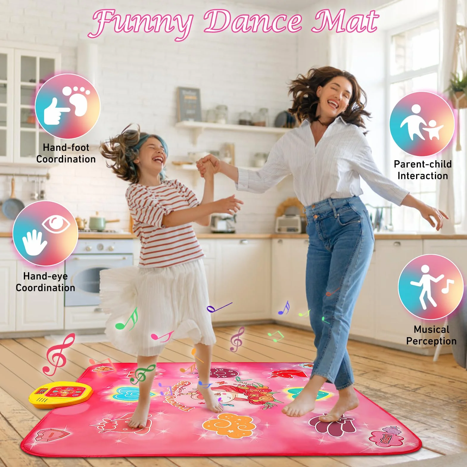 VATOS Tapis de Danse Musicale pour Enfants 3-9 Ans avec Lumières LED et Volume Réglable