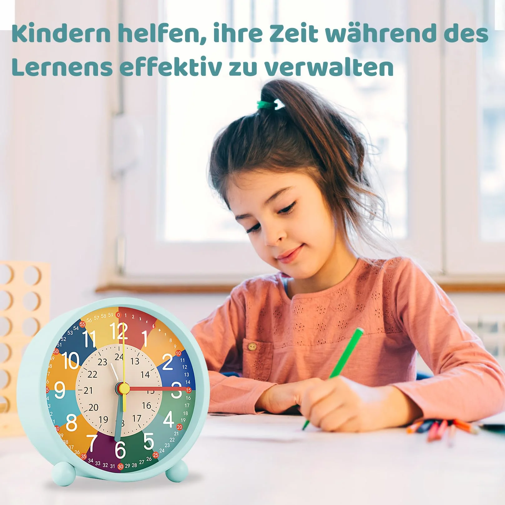 Idota Réveil enfant analogique sans tic-tac apprentissage veilleuse