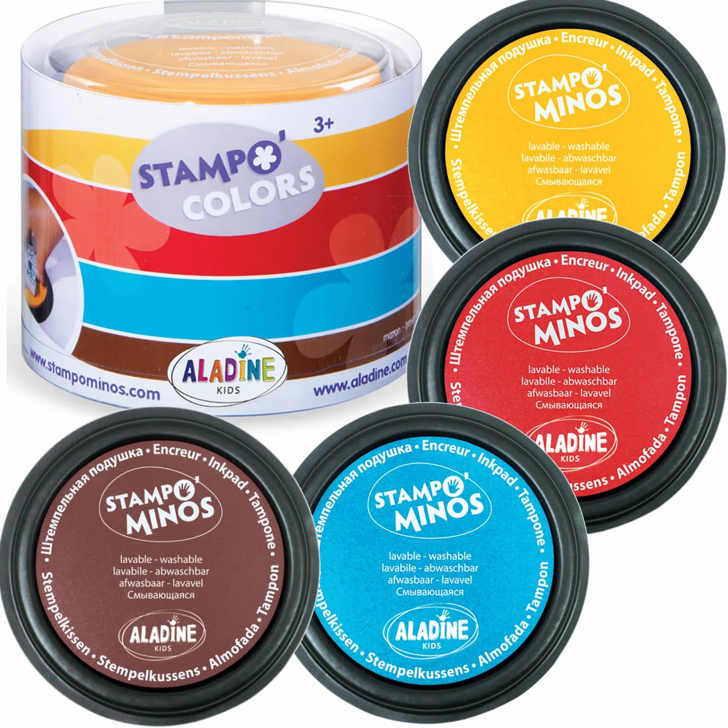 Aladine Stampo Colors Arlequin Encreurs Taille XL Encre Lavable Boîte de 4 Grand Format pour Enfants Dès 3 ans