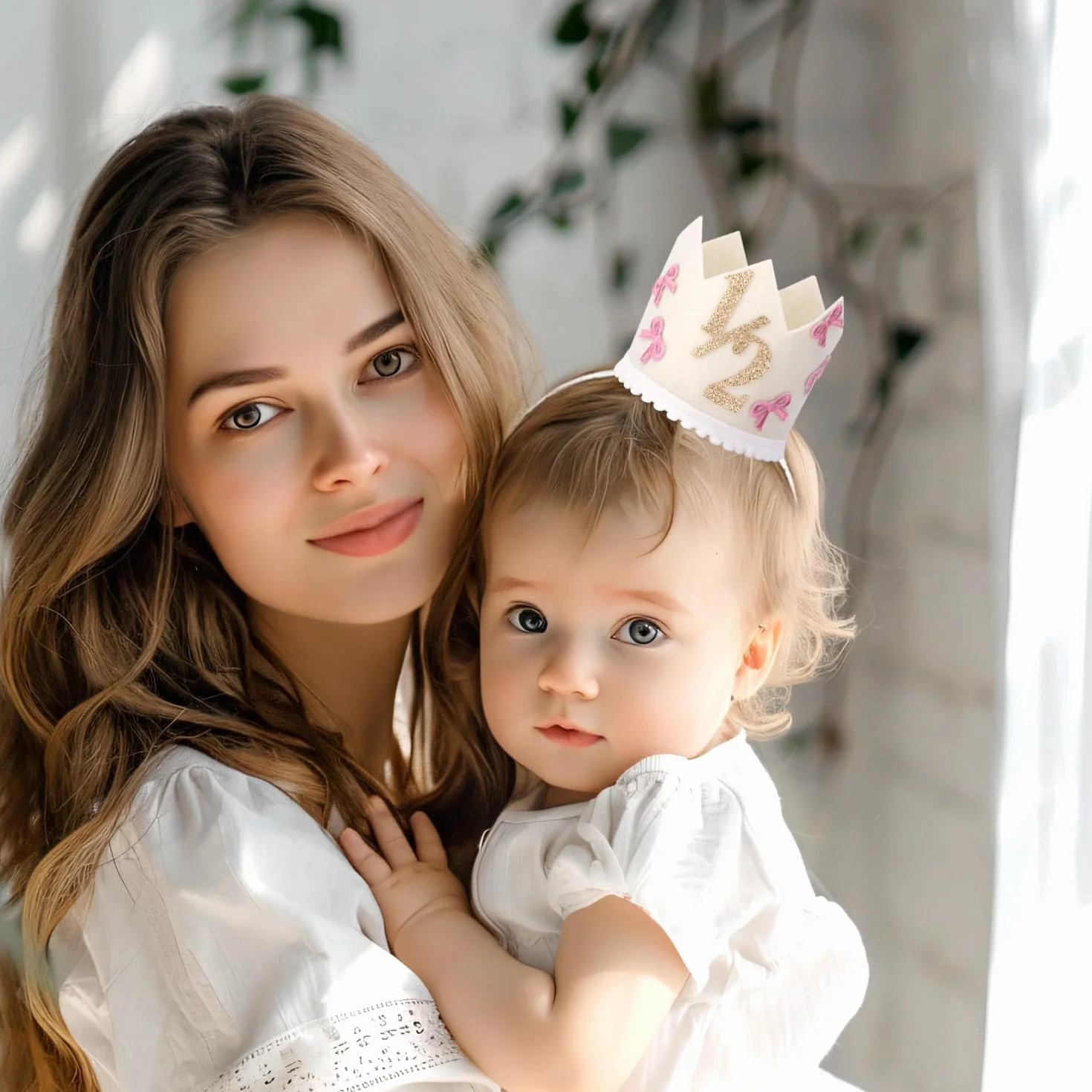 BOXOB Chapeau Demi-Anniversaire Pailleté Couronne pour Fête des 6 Mois Décorations Bébé Fille Garçon