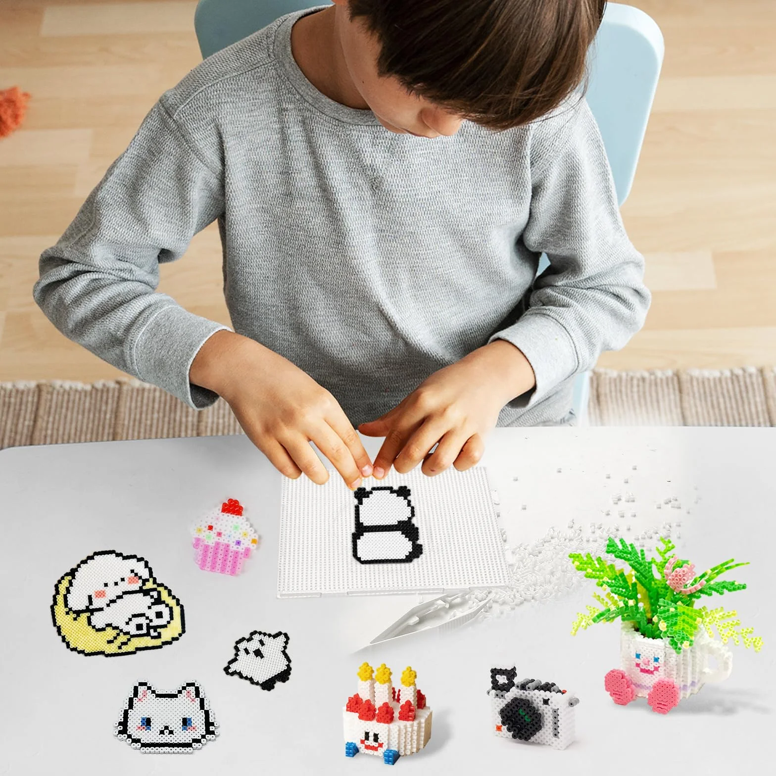 Perles à Repasser 2.6mm Mini Sachet de Recharge Noir-Blanc pour Enfants DIY