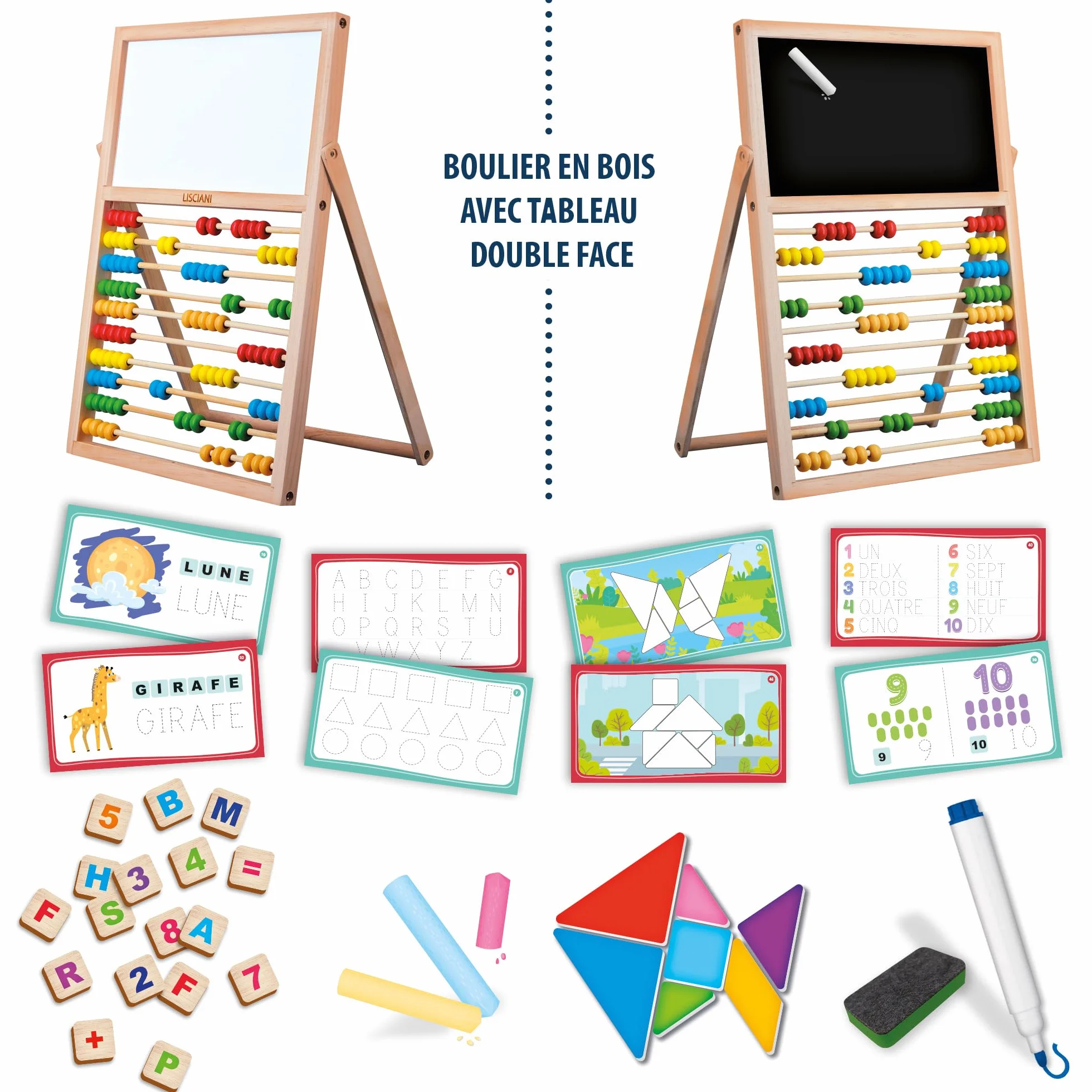 Lisciani Montessori Mes Premières Compétences Jeu Éducatif Enfants 3 Ans Apprendre Chiffres Lettres Tableau Magnétique Effaçable