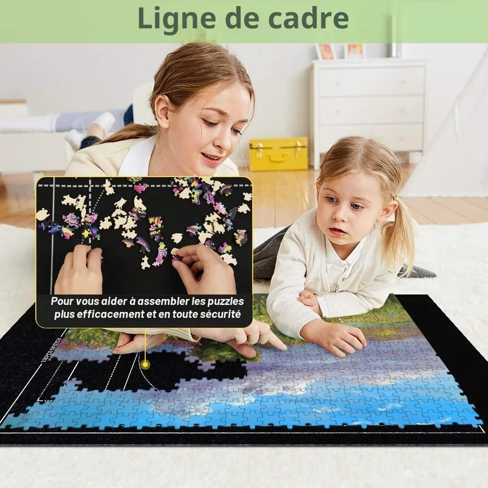 Tapis Puzzle 3000 Pièces Rouleau Feutre Pliable Portable avec 4 Trieur pour Adultes et Enfants