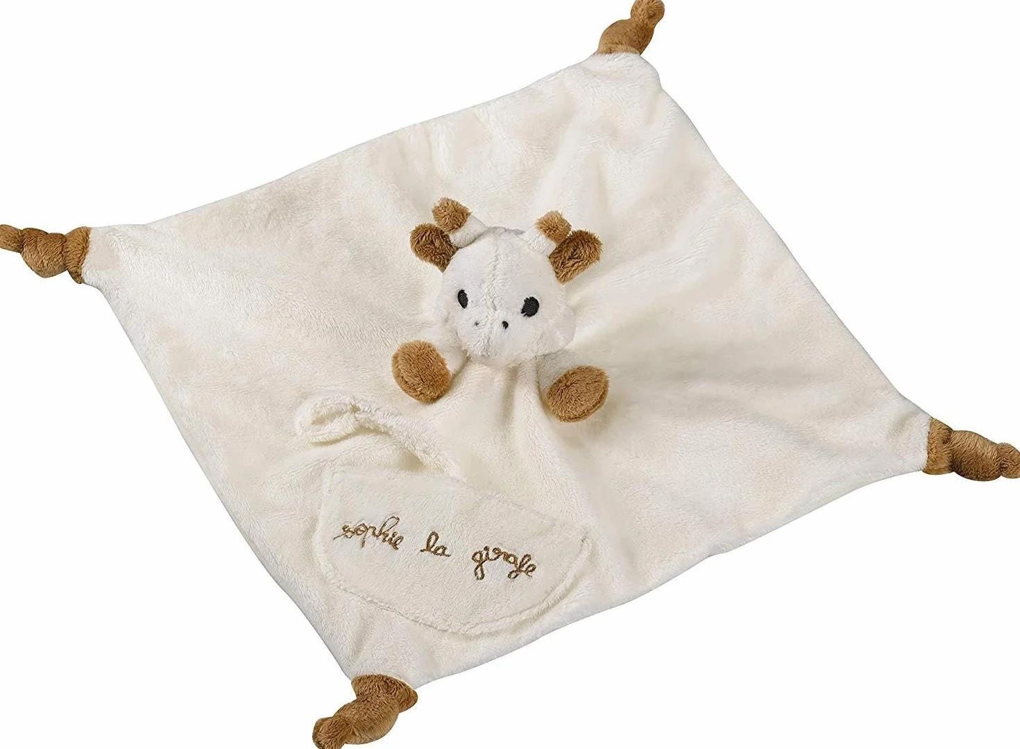 Sophie la Girafe Doudou avec attache sucette Blanc Beige