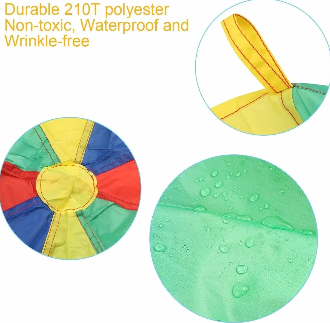 LEADSTAR Parachute de Jeu pour Enfants 2 Mètres Arc-en-Ciel Jouet Extérieur avec 8 Poignées