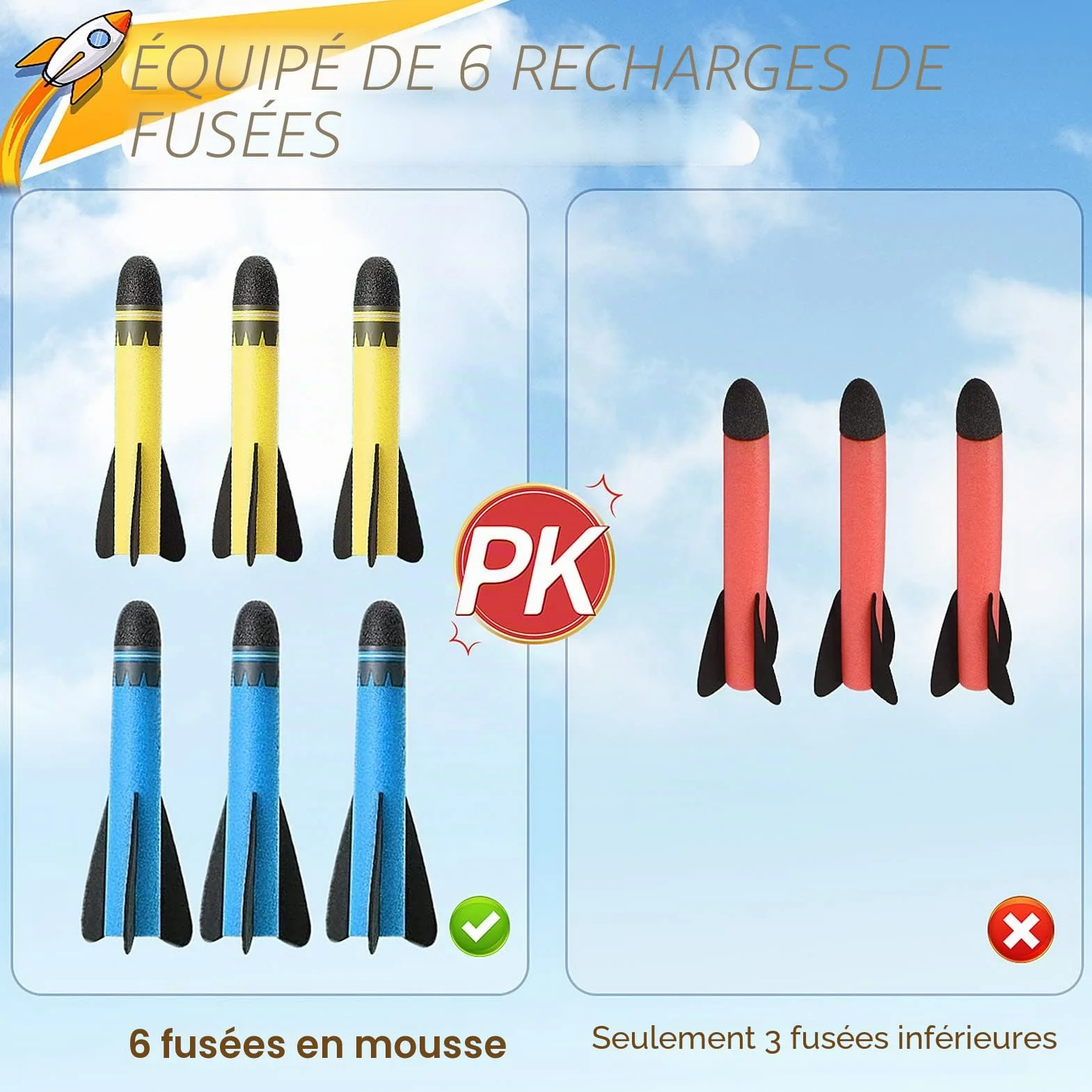 DejaNard Fusée Plastique Kit Pédale Pression Jouets D'extérieur Volants pour Enfants