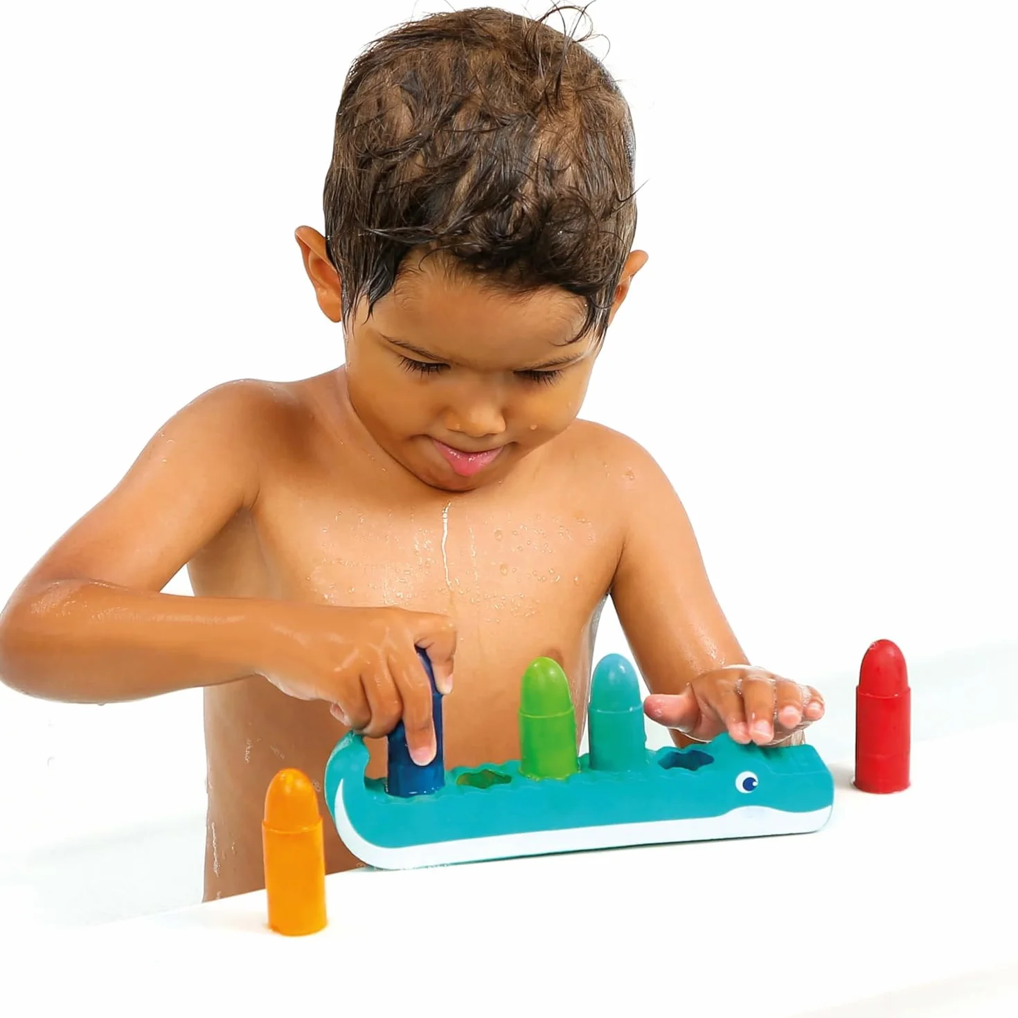 Crayons pour le Bain Effaçables Résistants à l'Eau 5 Crayons Support Crocodile Mousse Dès 10 Mois
