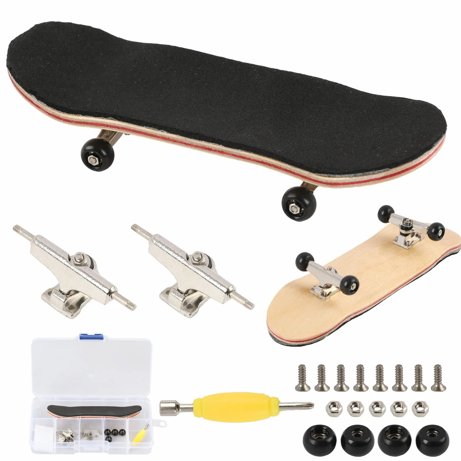 Finger Skate Professionnel en Bois d’Érable et Alliage, Mini Skate Portable Adolescent Adultes DIY