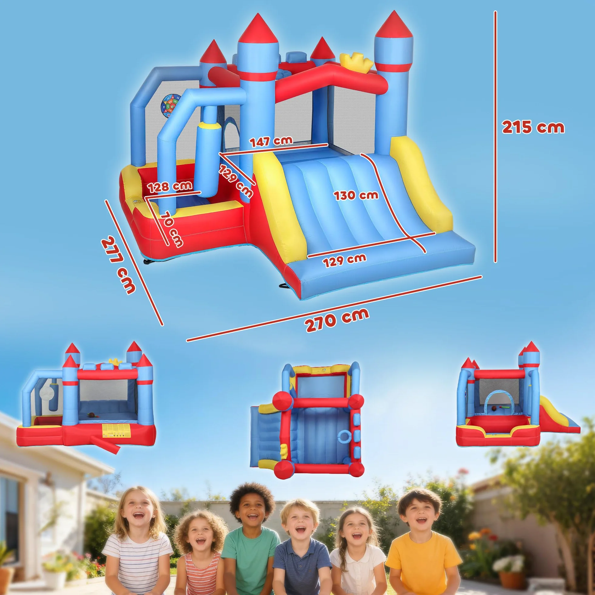 AIYAPLAY Château Gonflable 5 en 1 avec Souffleur et Pistolet à Eau, Parc Aquatique Enfants 3-8 Ans