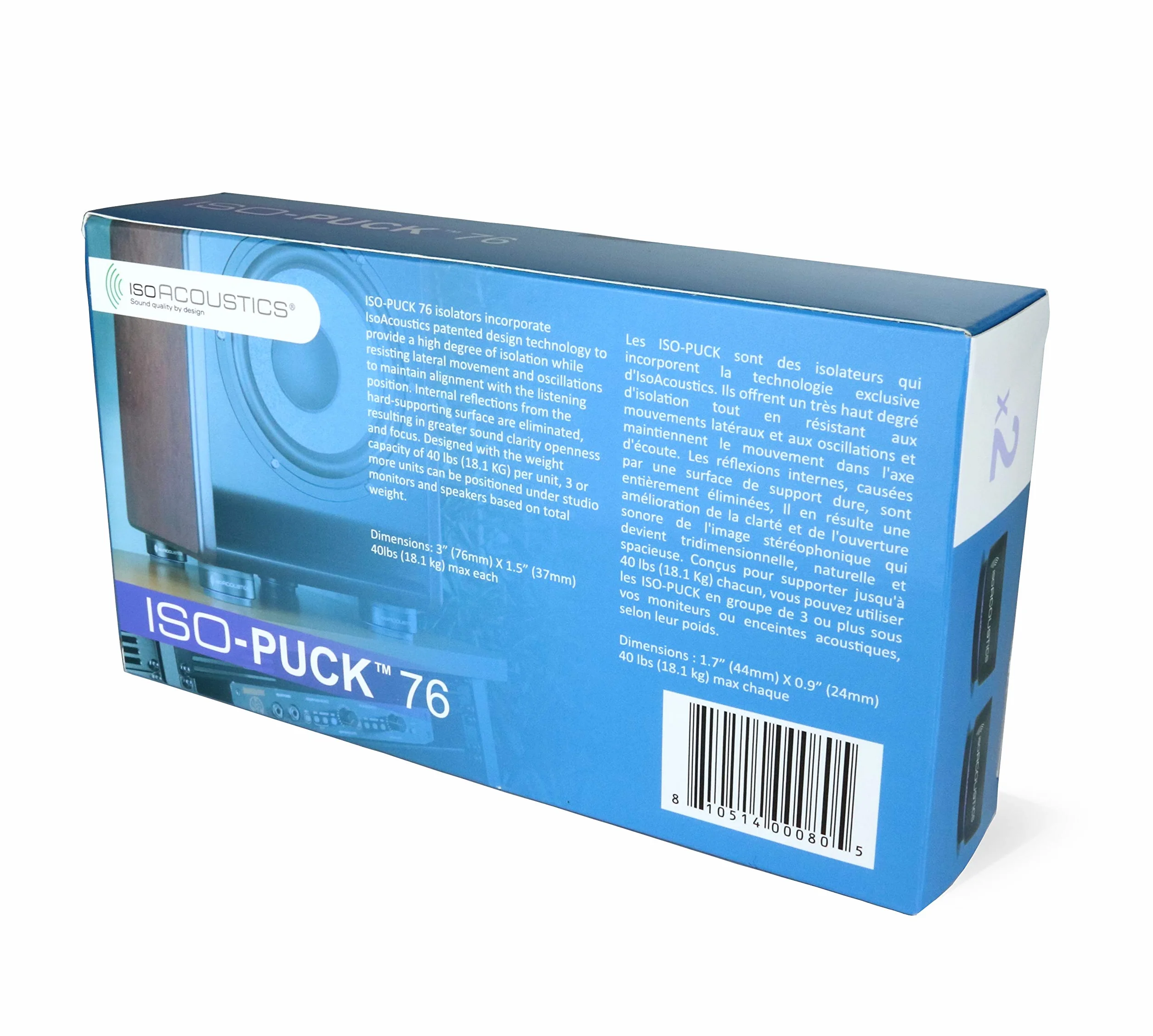 IsoAcoustics Iso-Puck 76 Acoustic Isolators 18 kg 2-Pack
