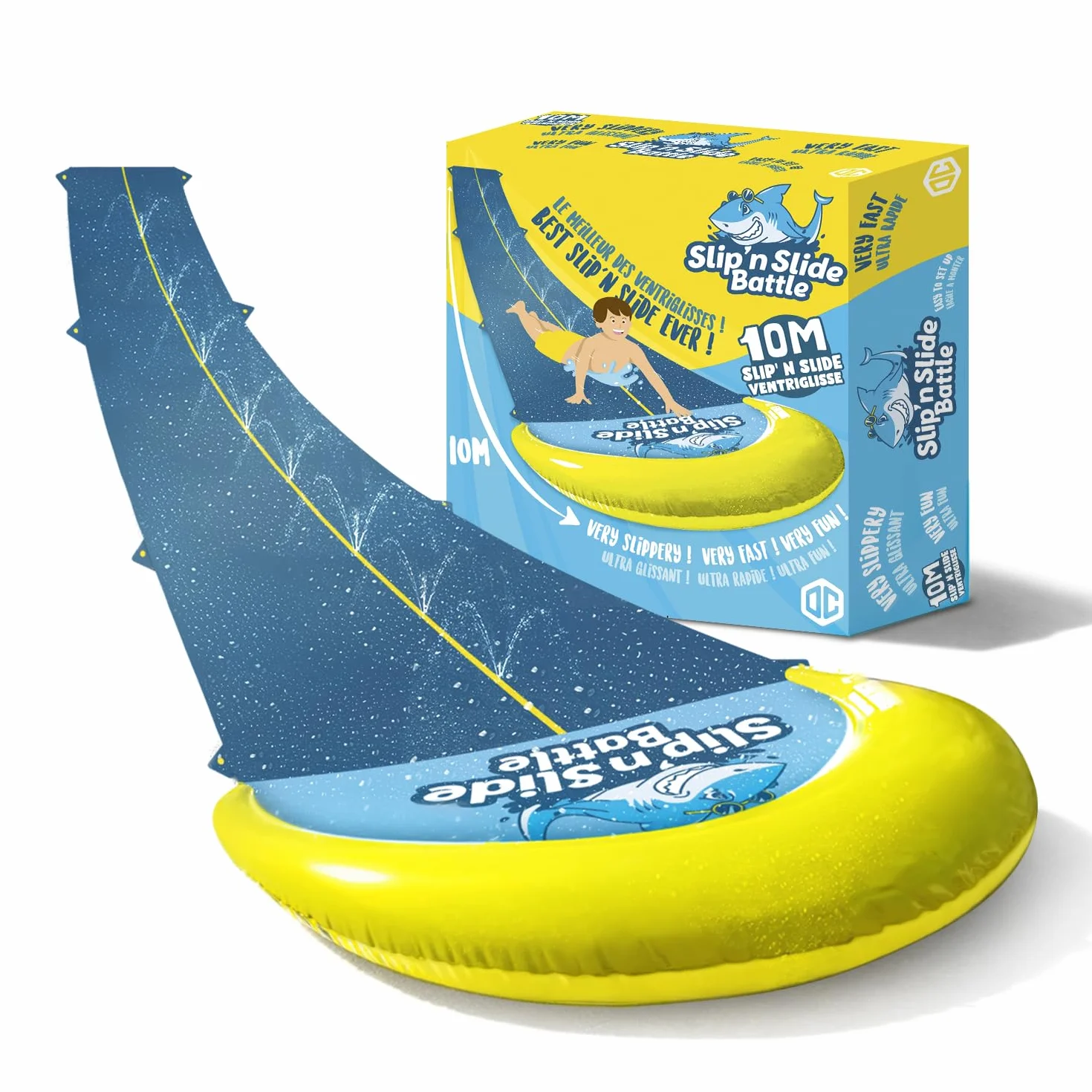 VentriBattle Officiel Tapis de Glisse Double Piste 10 mètres Slip'n Slide Jeu d'Eau Extérieur