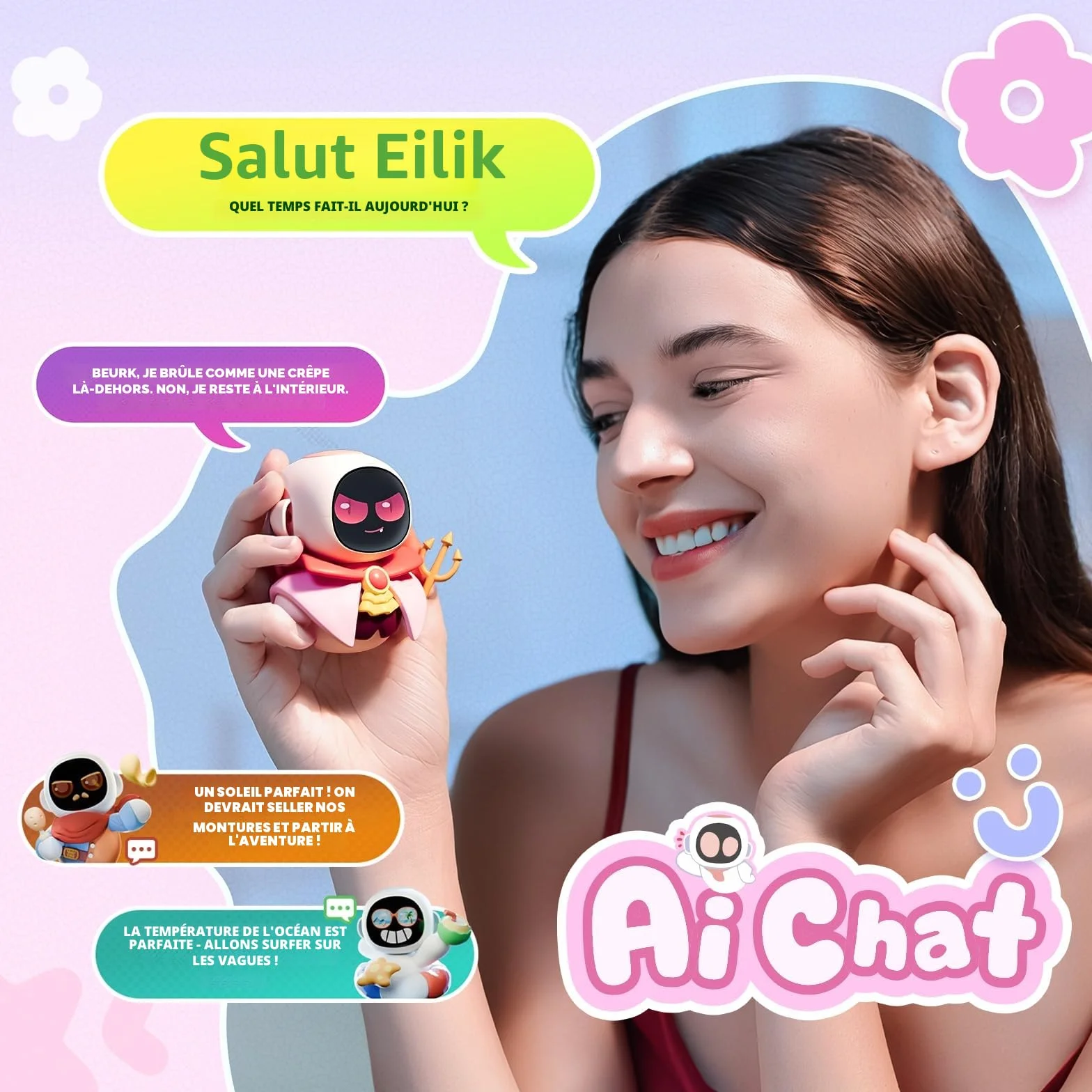 ENERGIZE LAB Eiliko Pink Robot Eilik portable AI jouets électroniques amusants cadeaux