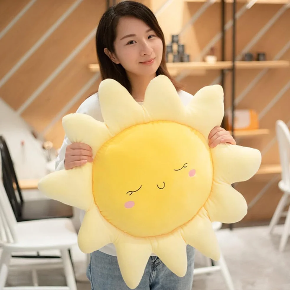 Oreiller Peluche Soleil Créatif 40x40x10cm Coussin Doux Enfants Décoration Chambre