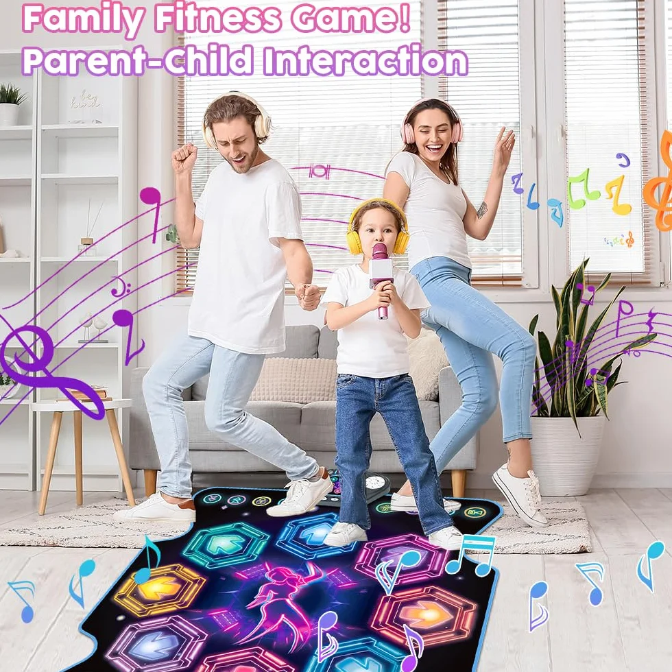 VATOS Tapis de Danse Électronique Enfants 8 Touches LED 4-8 Ans Cadeau Anniversaire Filles Garçons