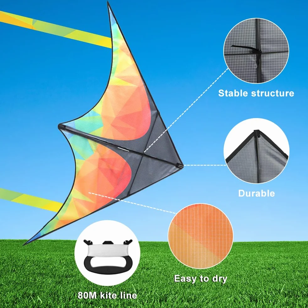 Aomig Cerf-Volant Delta pour Enfants et Adultes, Monofil avec Ligne, Jeux de Plein Air