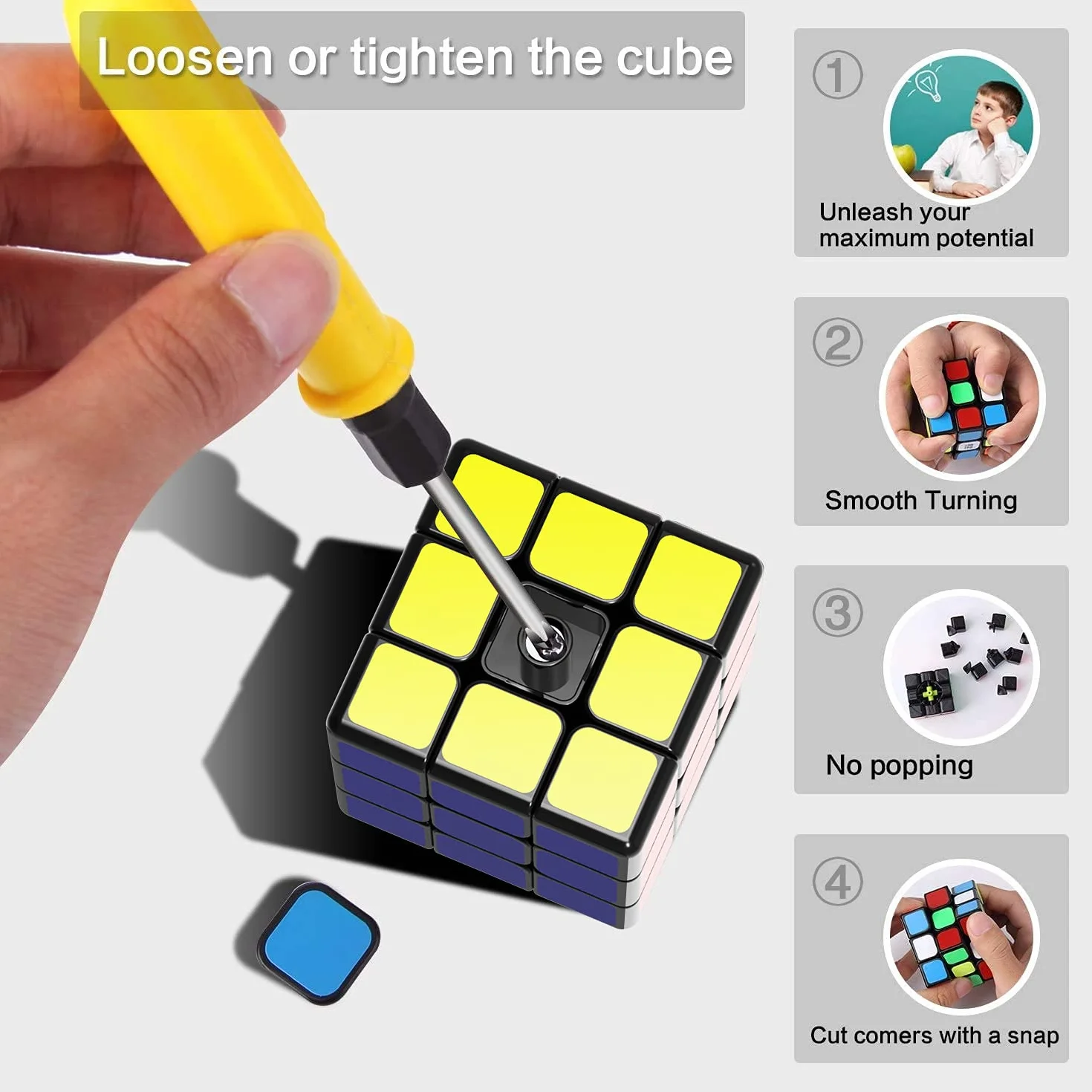 ROXENDA Cube de Vitesse 3x3 Qixing Speed Cube Sticker Super-Durable Couleurs Vives