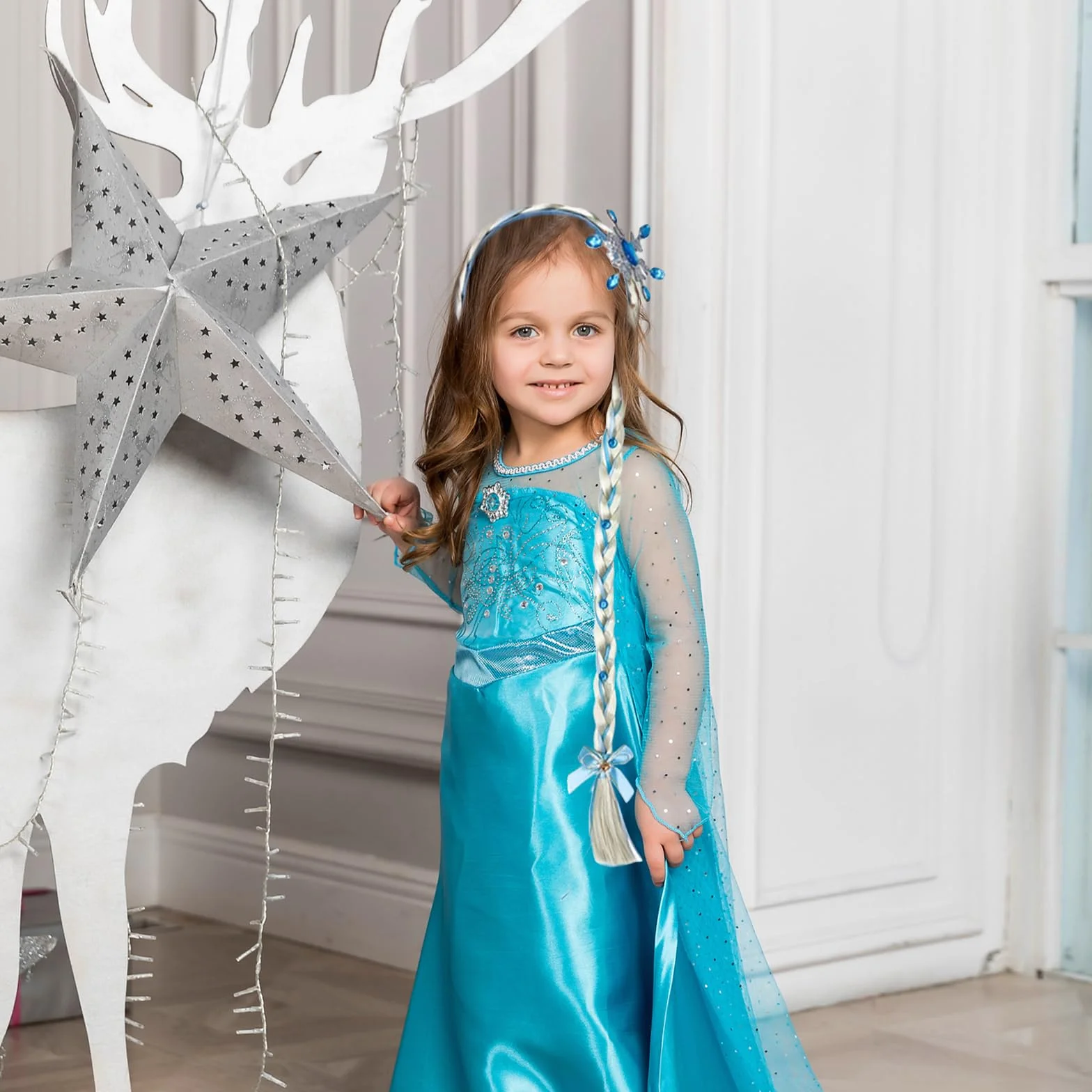 Perruque Enfant Fille Bandeau Tressé Raiponce, Perruque Blonde Longue Tresse Princesse, Costume Fête