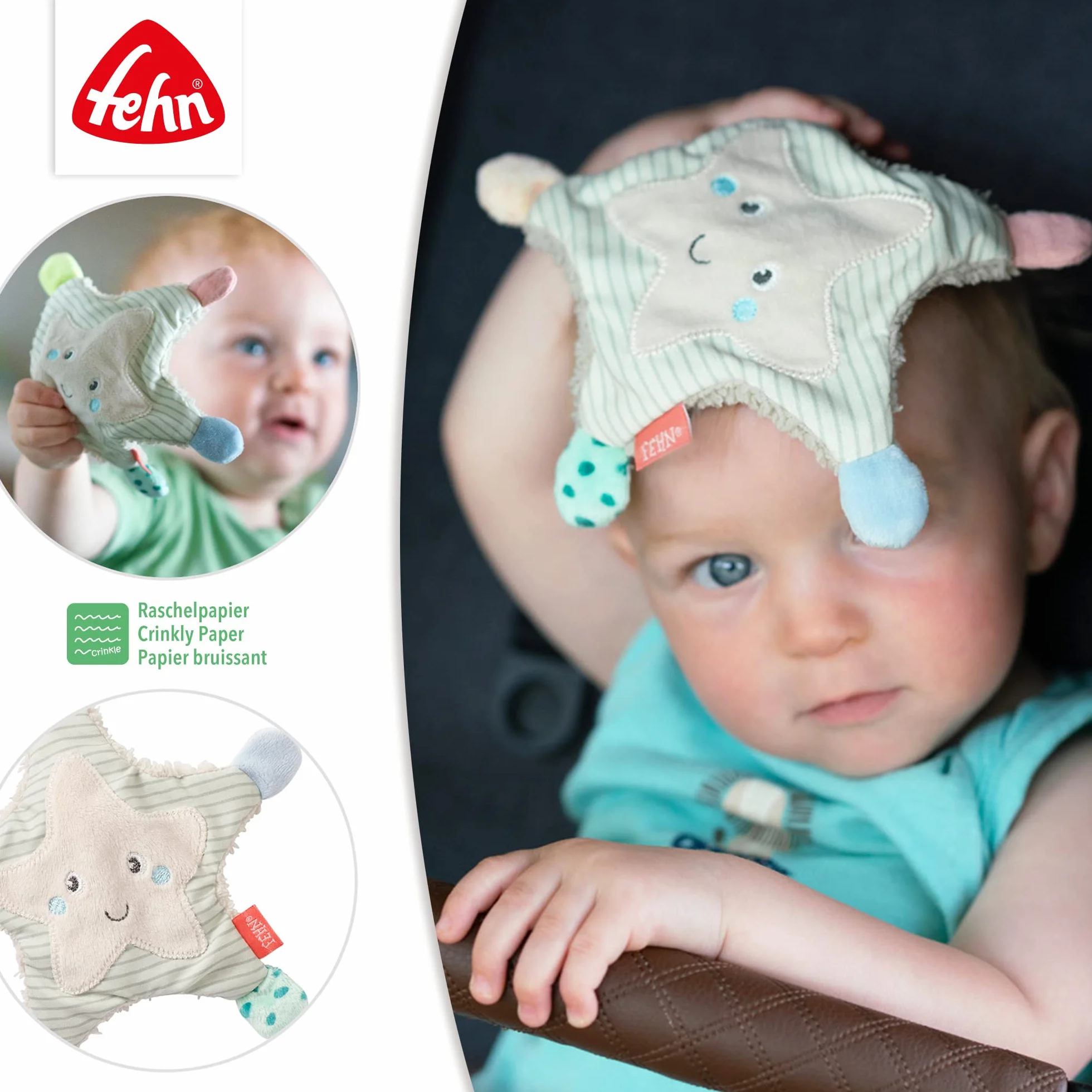 Fehn étoile de mer bruissante jouet d'activité pour bébé dès 0+ mois