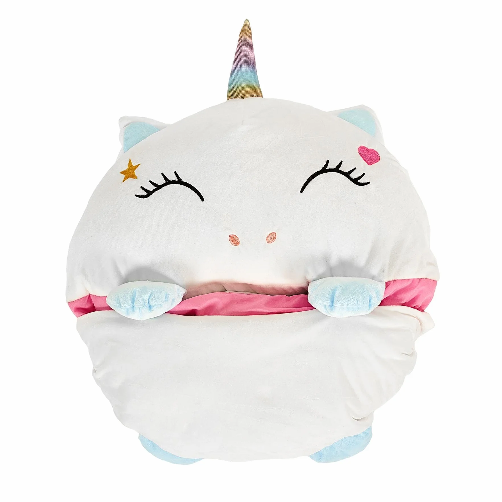 HOME DECO KIDS TX9401 Sac de Couchage Convertible Licorne 130x50 cm Rose Blanc