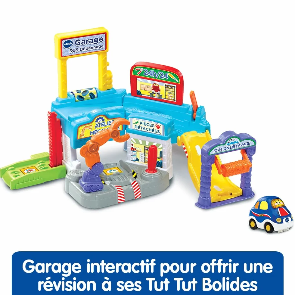 VTech Tut Tut Bolides Garage SOS Dépannage Voiture à Réparer Garage Voitures Enfant 3 Zones Magiques Cadeau 1-5 Ans Français