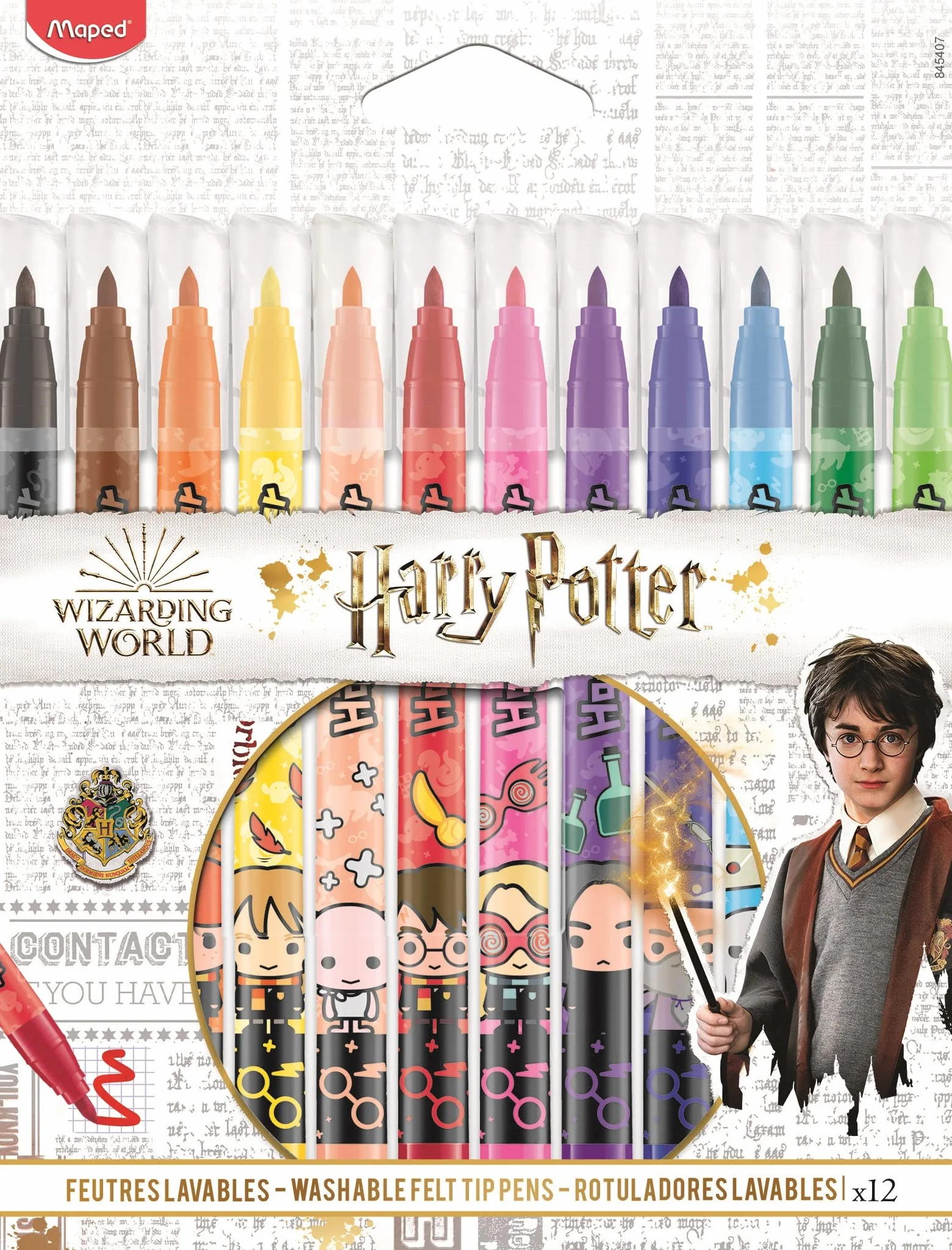 Maped Feutres Jungle Harry Potter 12 Feutres de Coloriage Lavables Résistants au Séchage Multicolore