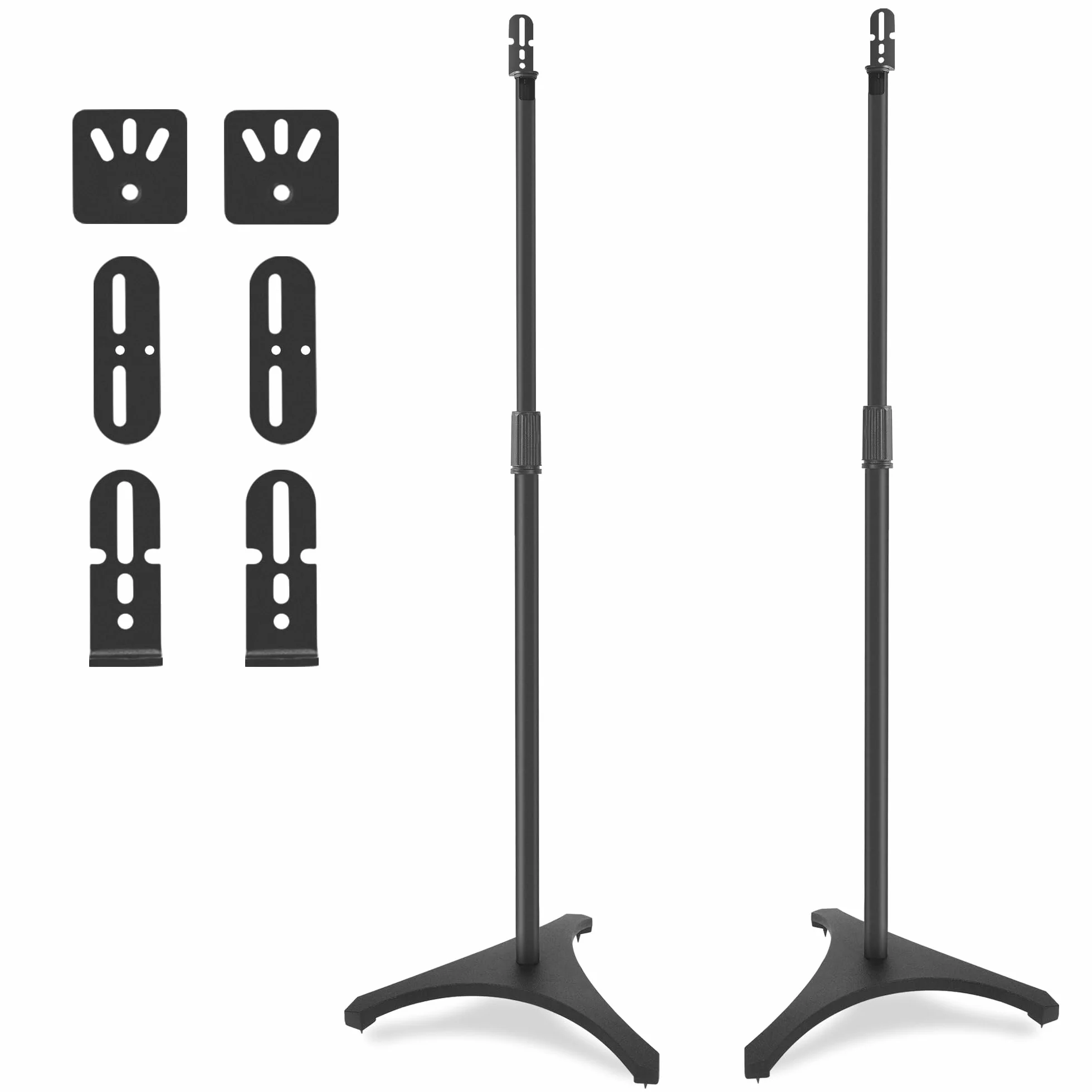 OUUTMEE Supports d'Enceinte Réglable en Hauteur, Pieds d'Enceintes Universel avec Base Triangulaire et Gestion des Câbles